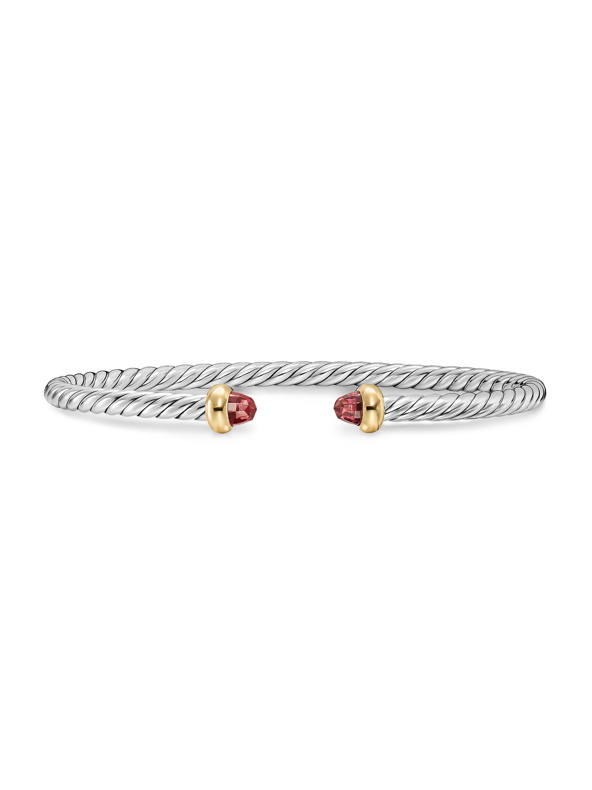 David Yurman Women's Micro Cable Flex Teen Bracelet in Sterling Silver - Rhodolite Garnet