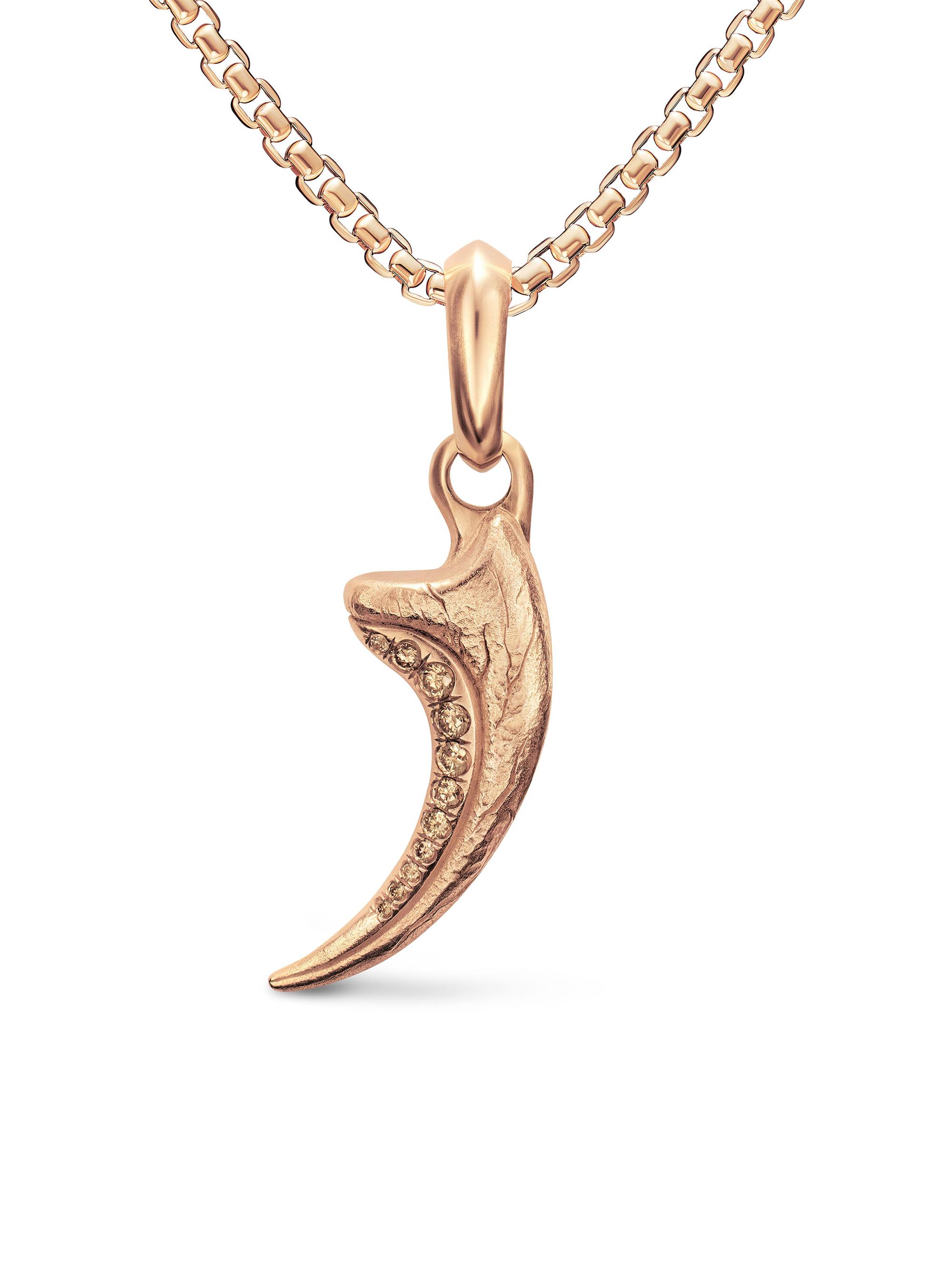 David Yurman Men's Raptor Claw Amulet in 18K Rose Gold with Cognac Diamonds, 27.3MM - Cognac Diamond