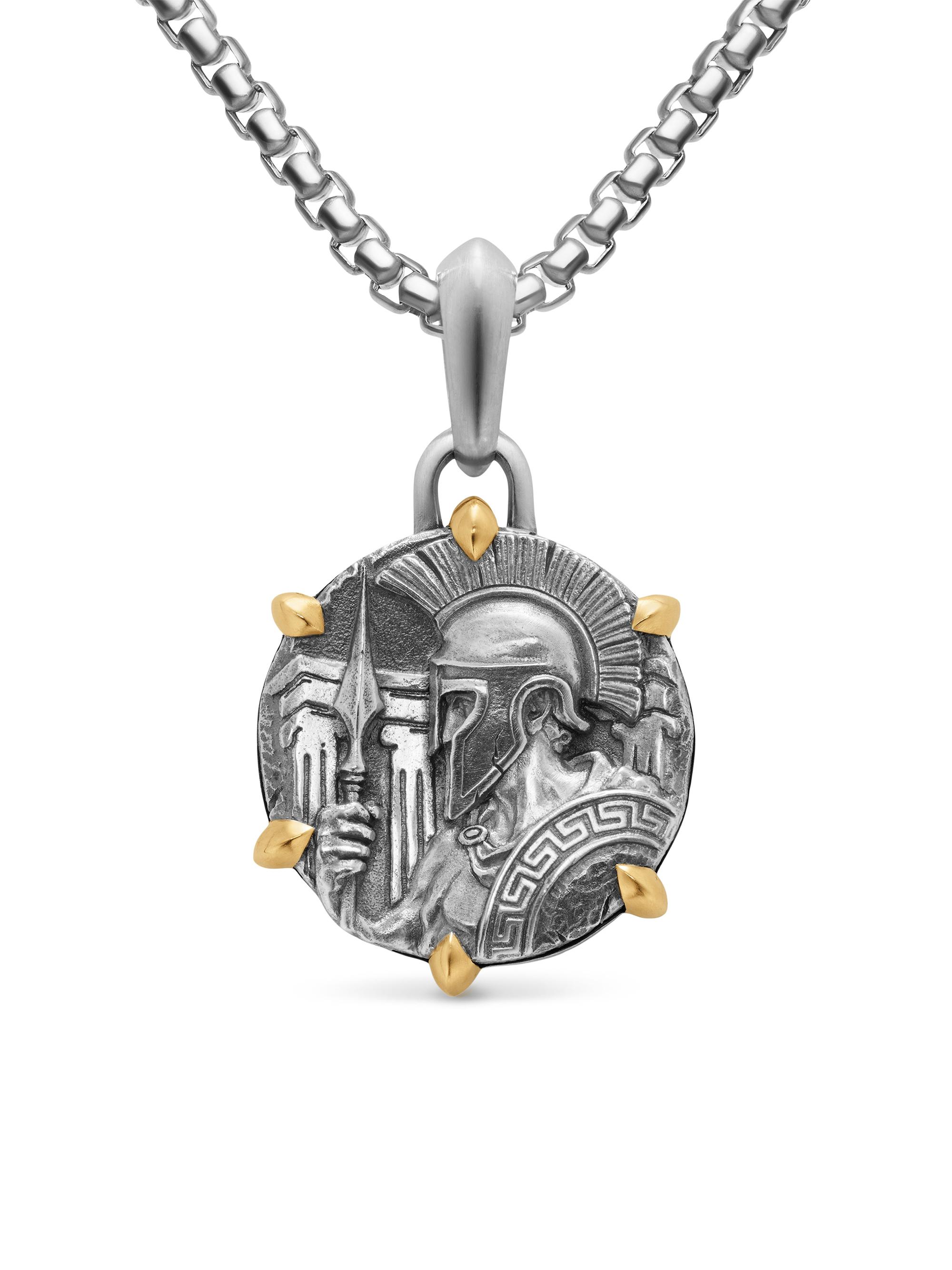 David Yurman Men's Ares Amulet in Sterling Silver with 18K Yellow Gold, 26.4MM - Silver
