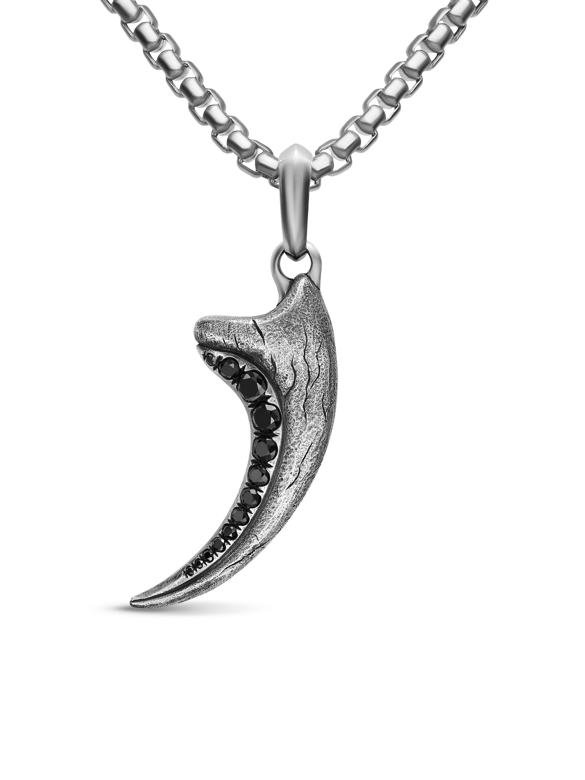 David Yurman Men's Raptor Claw Amulet in Sterling Silver with Black Diamonds, 36.2MM - Black Diamond