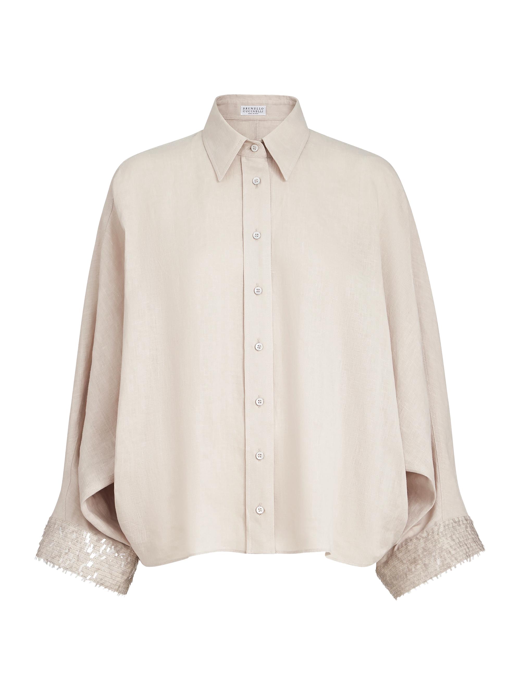 Linen Shirt with Dazzling Cascade Cuffs