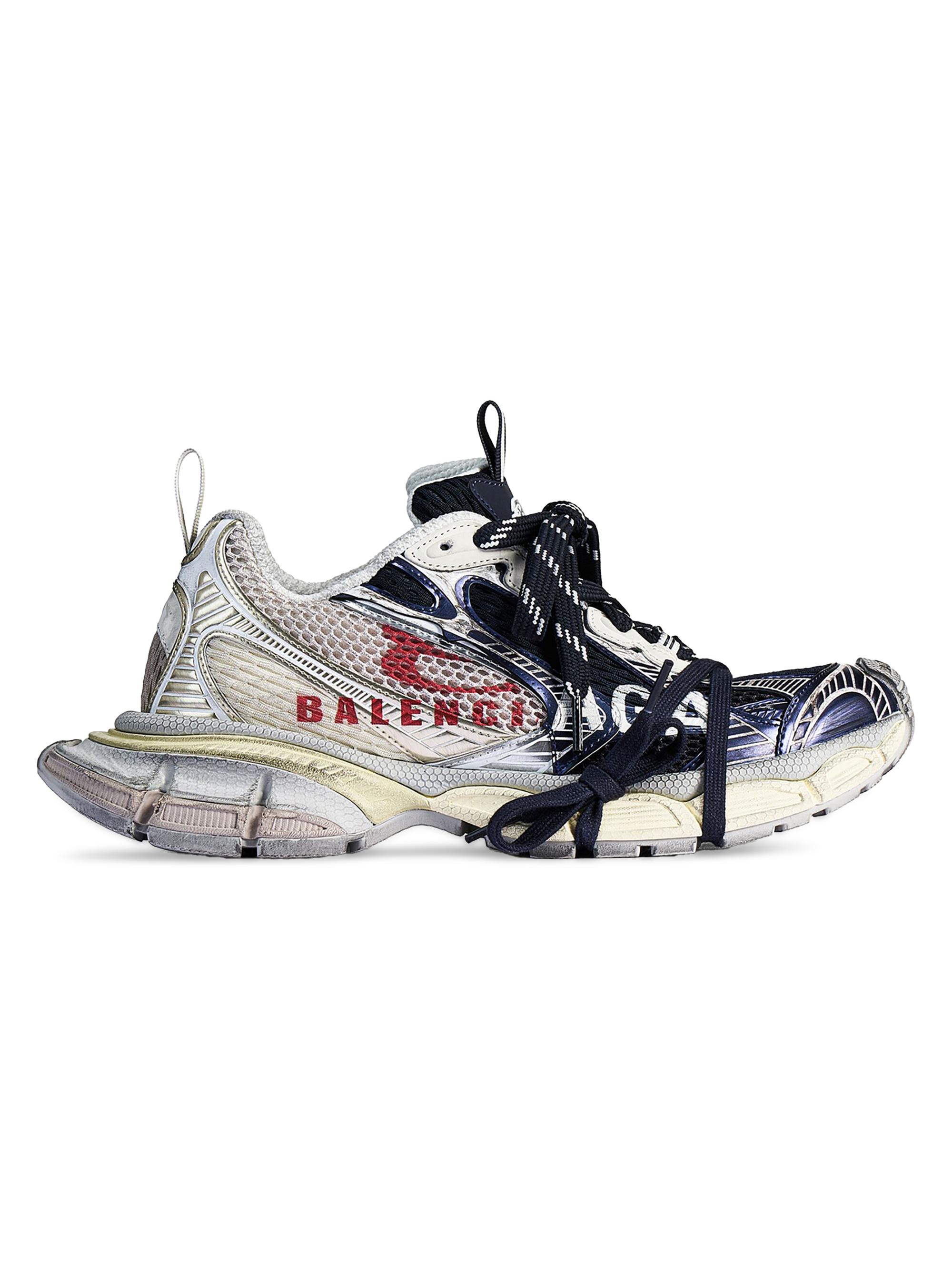 Balenciaga Men's 3XL Split Logo Sneakers - Eggshell Red Navy