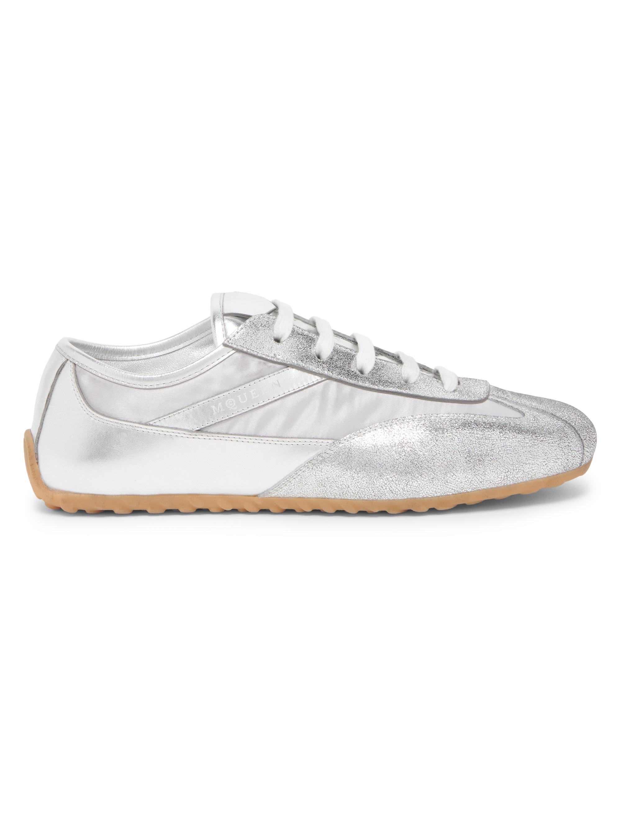 McQueen Women's Boxe Low-Top Leather Sneakers - Silver