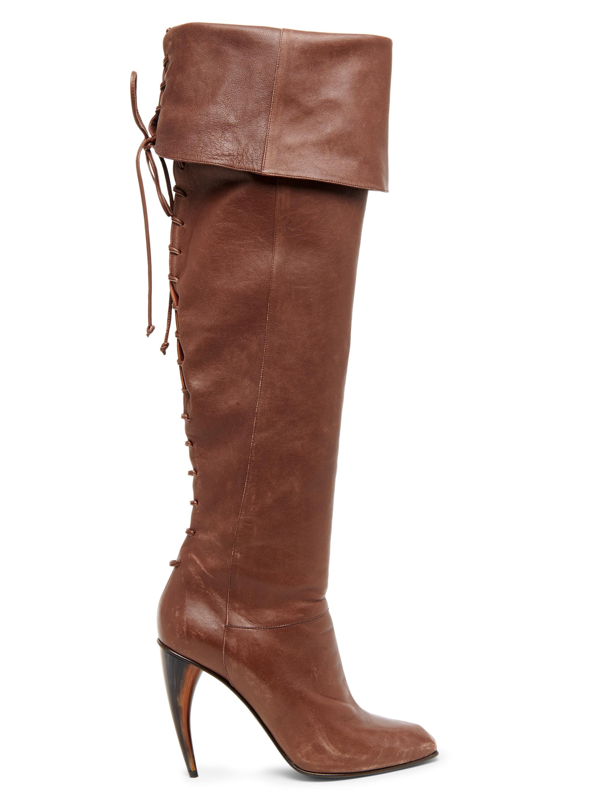 McQueen Women's 105MM Leather Knee-High Boots - Vintage Brown | Thumbnail 8