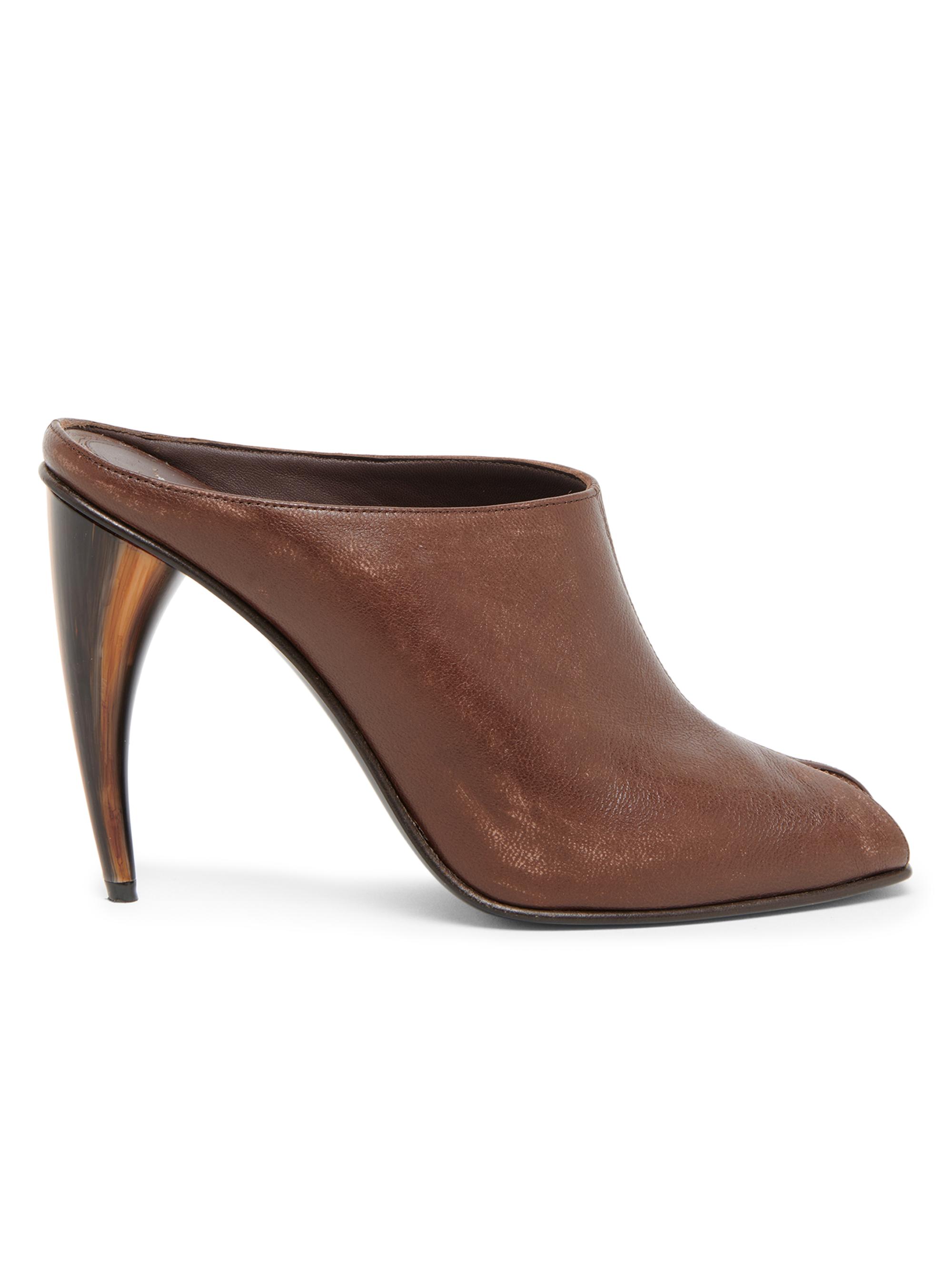 McQueen Women's 105MM Textured Leather Sculptural Heel Mules - Vintage Brown