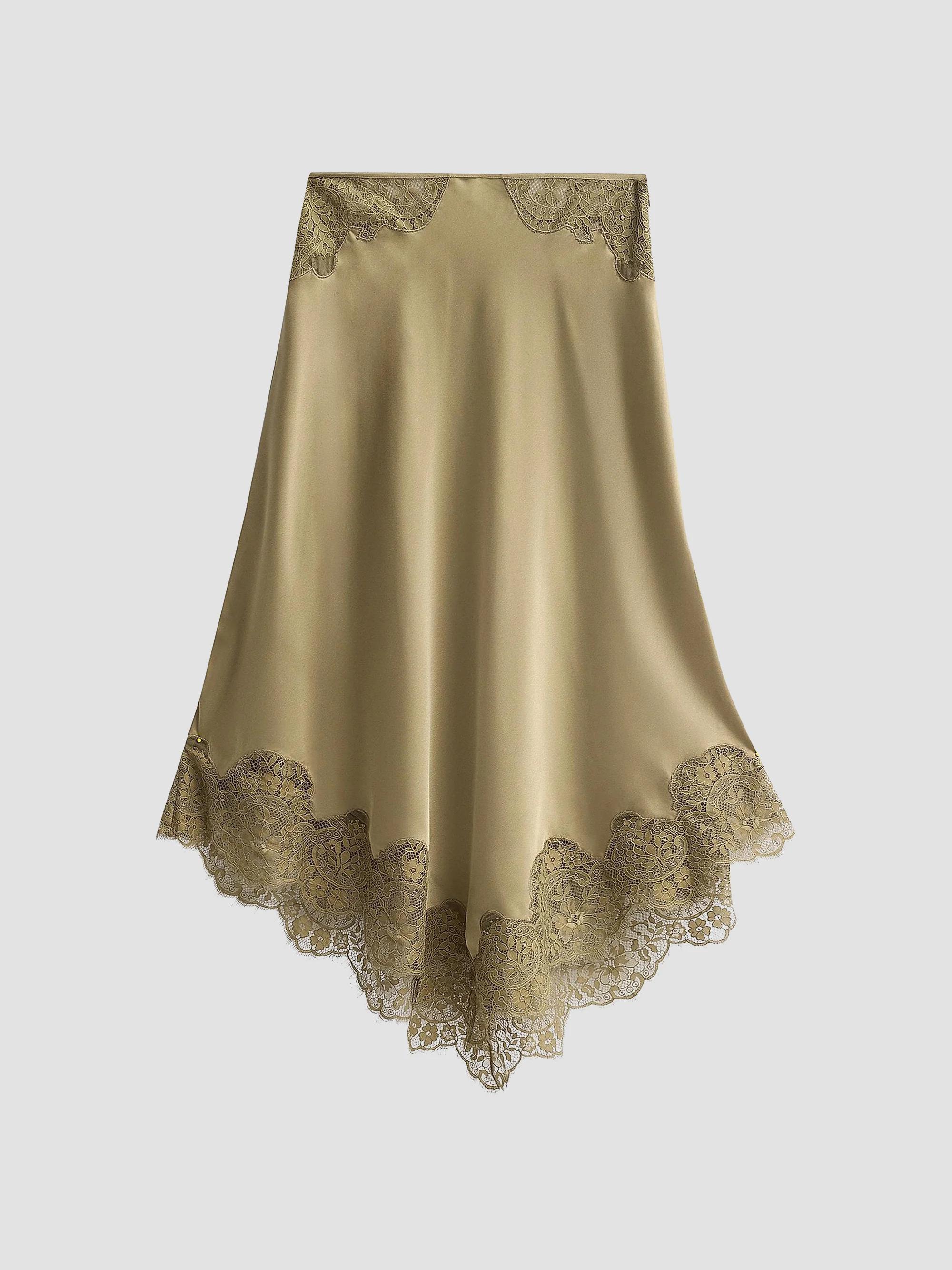 ba & sh Women's Coni Slip Midi Skirt - Kaki - Size Medium