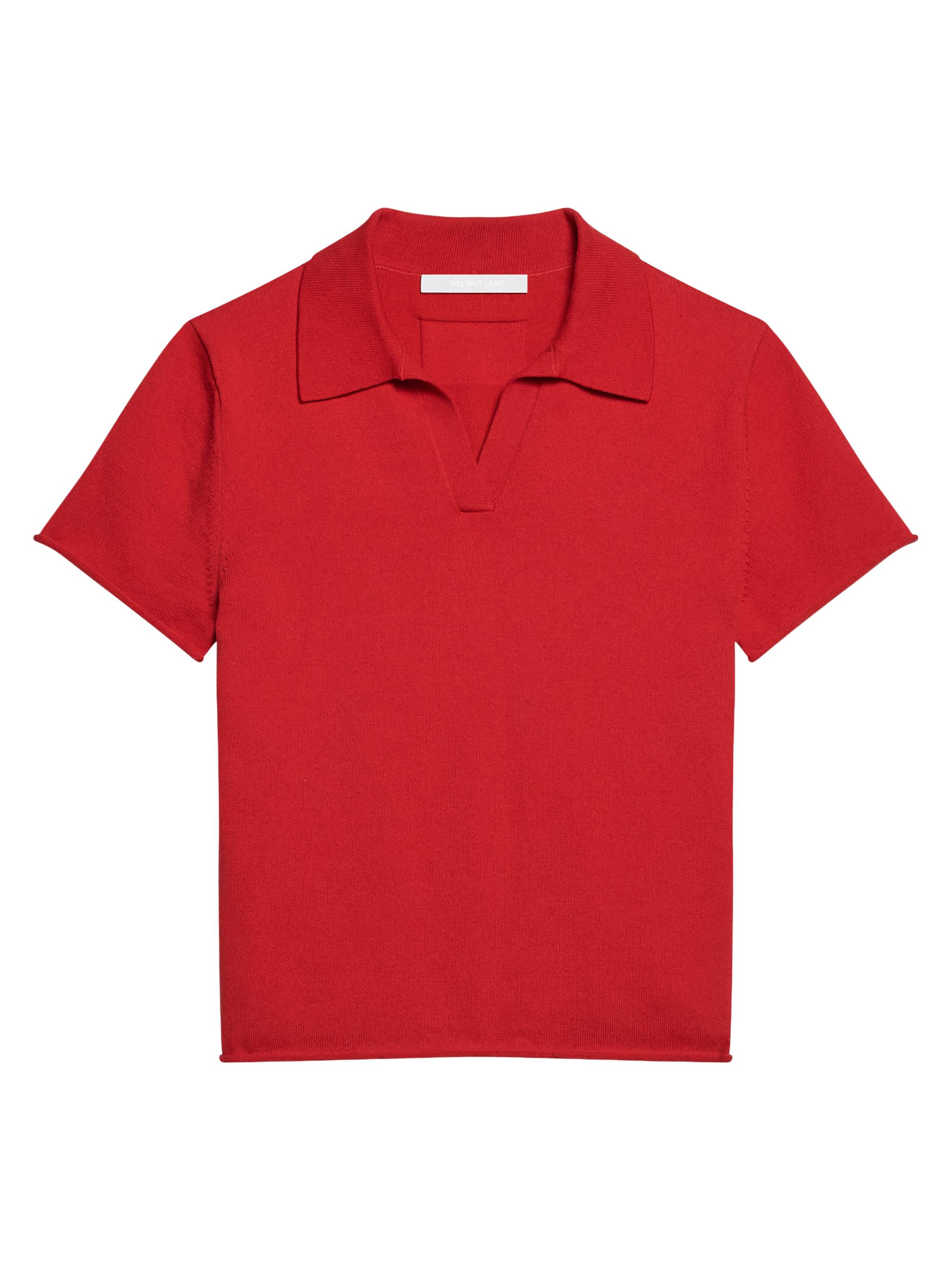 Helmut Lang Women's Cotton Knit Shrunken Polo Sweater - Red