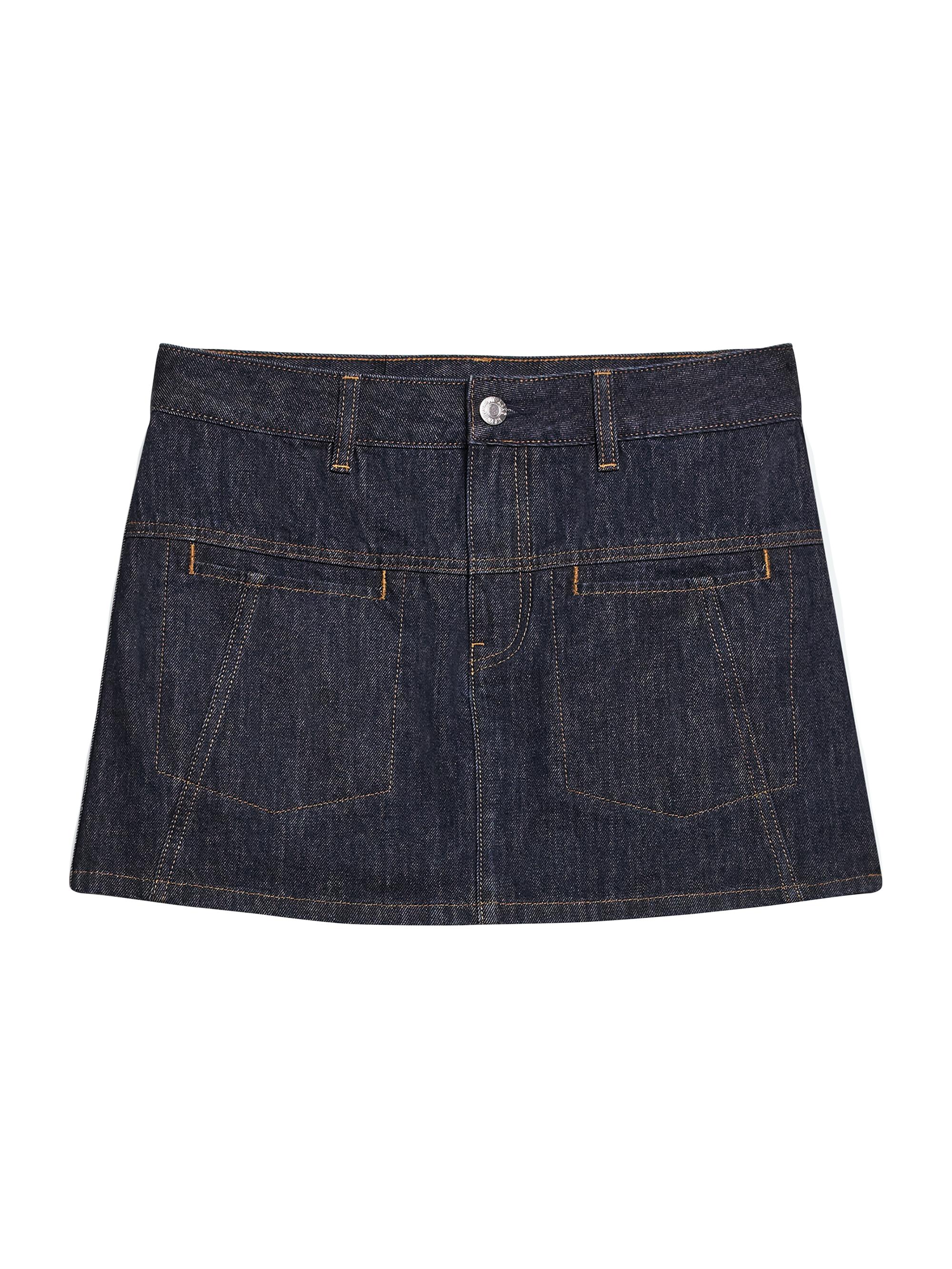Helmut Lang Women's Welt Pocket Topstitch Denim Miniskirt - Rinsed Indigo