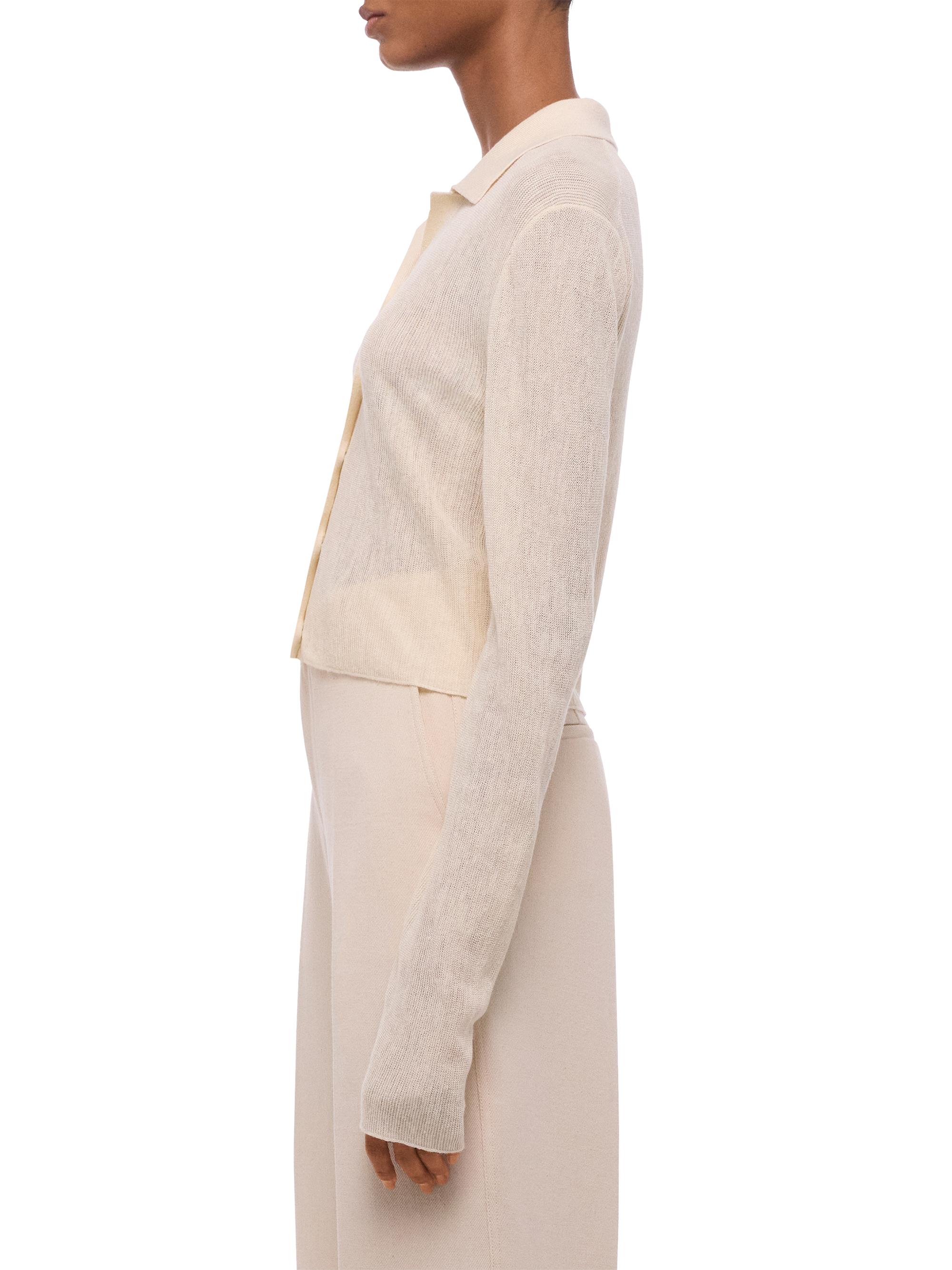 Helmut Lang Women's Raw Edge Linen-Blend Knit Cardigan - | Thumbnail 4