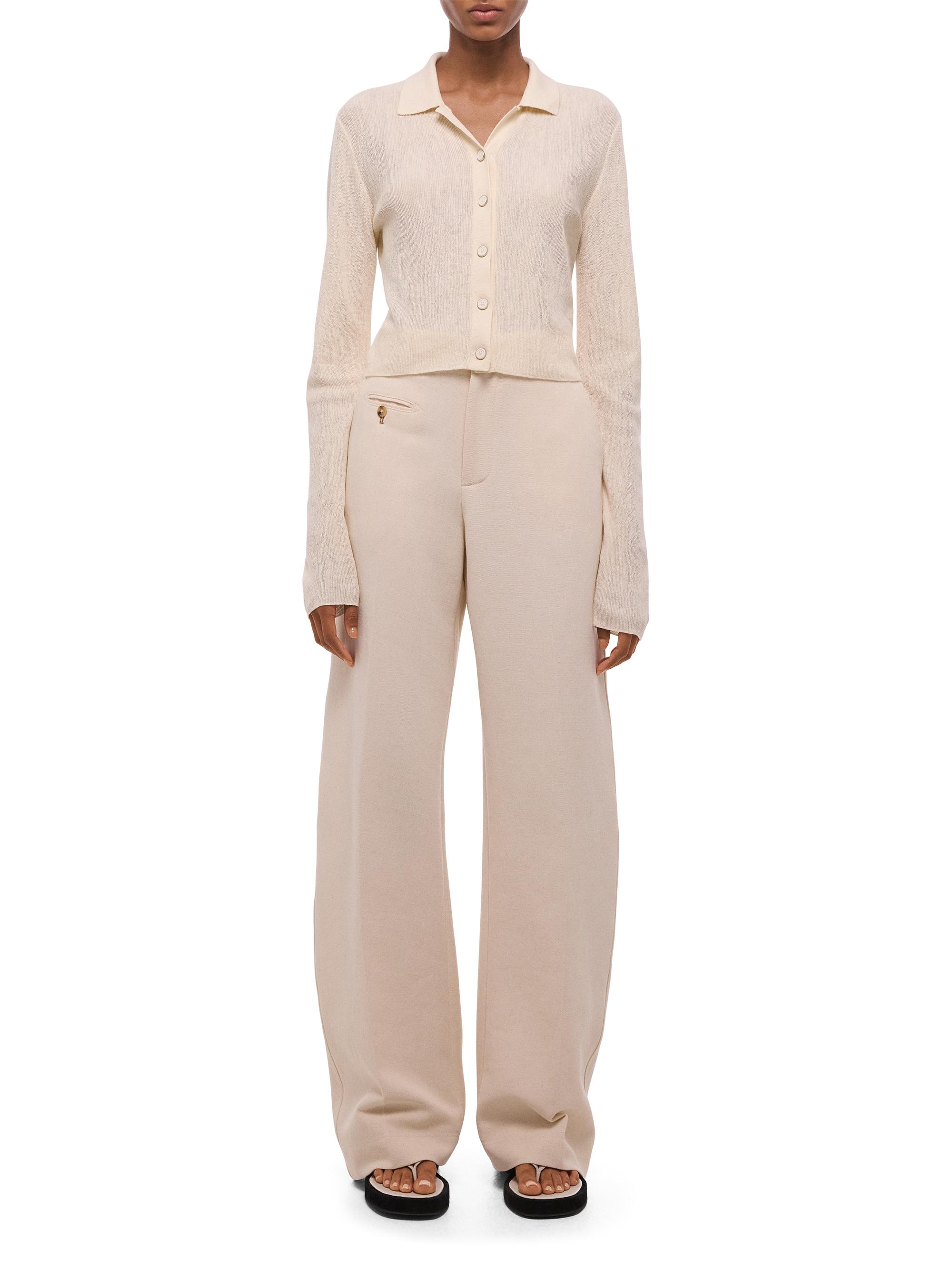 Helmut Lang Women's Raw Edge Linen-Blend Knit Cardigan - | Thumbnail 2