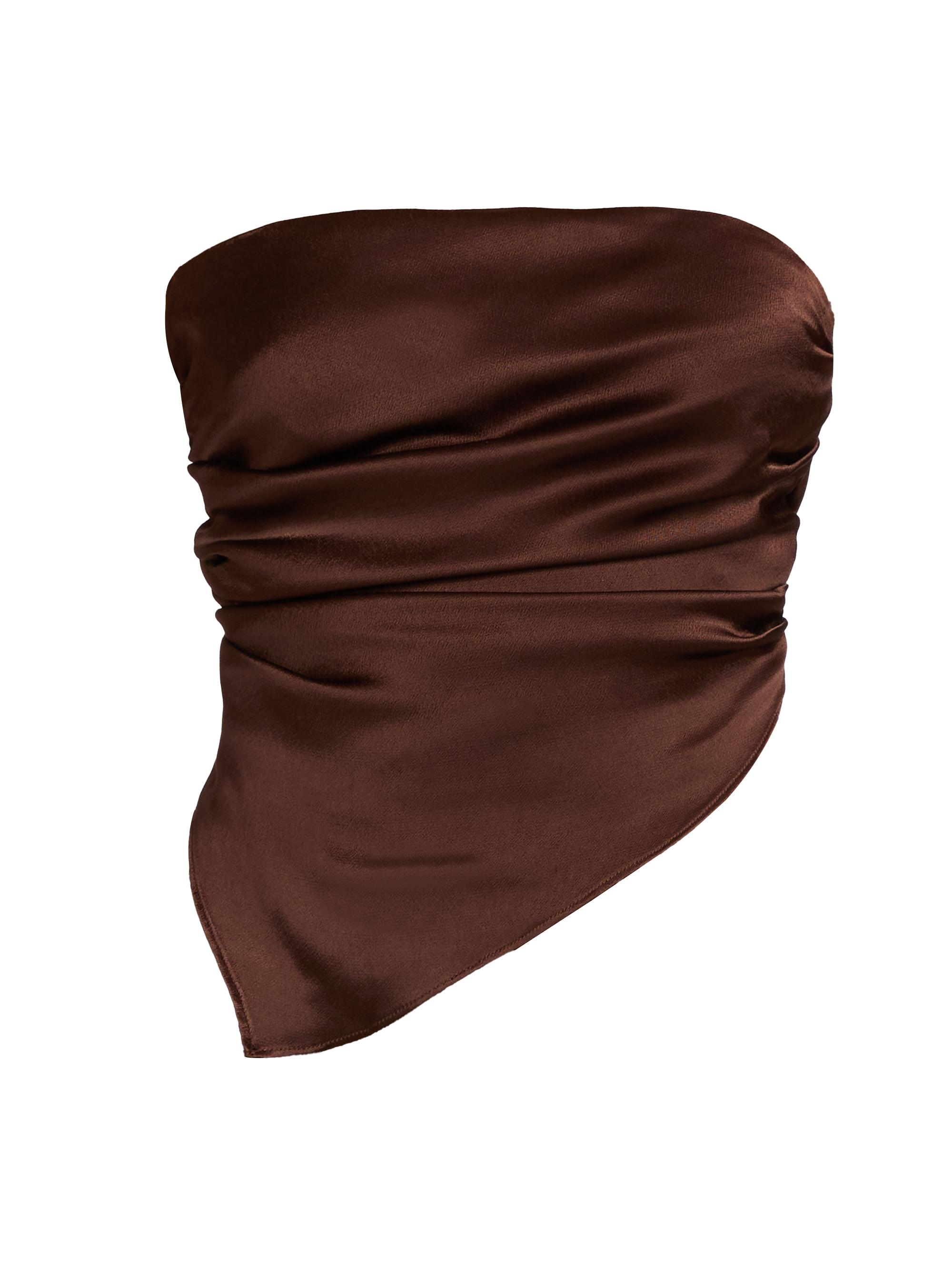 Lamarque Women's Baila Strapless Satin Scarf Top - Brown