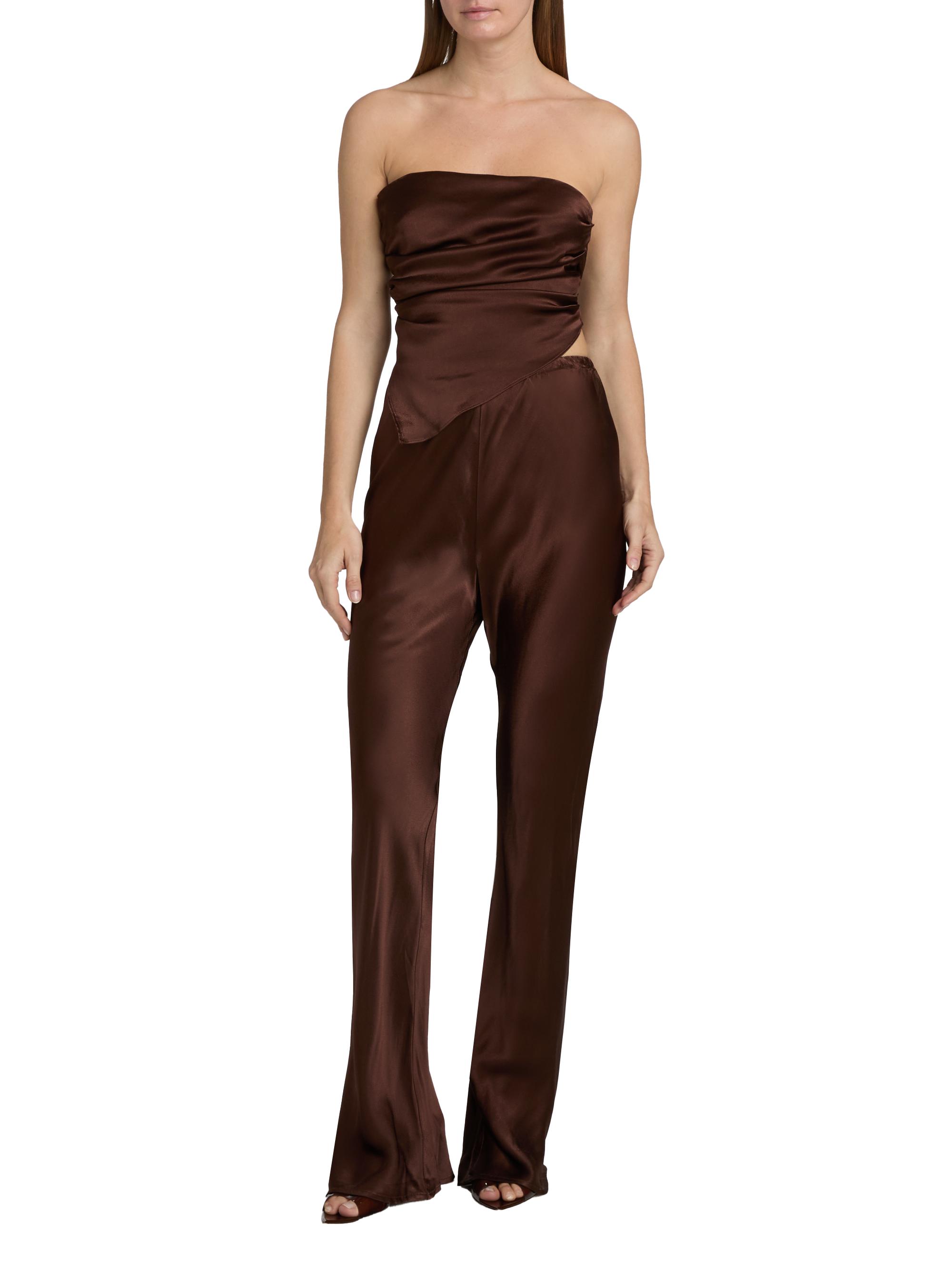 Lamarque Women's Baila Strapless Satin Scarf Top - Brown | Thumbnail 2