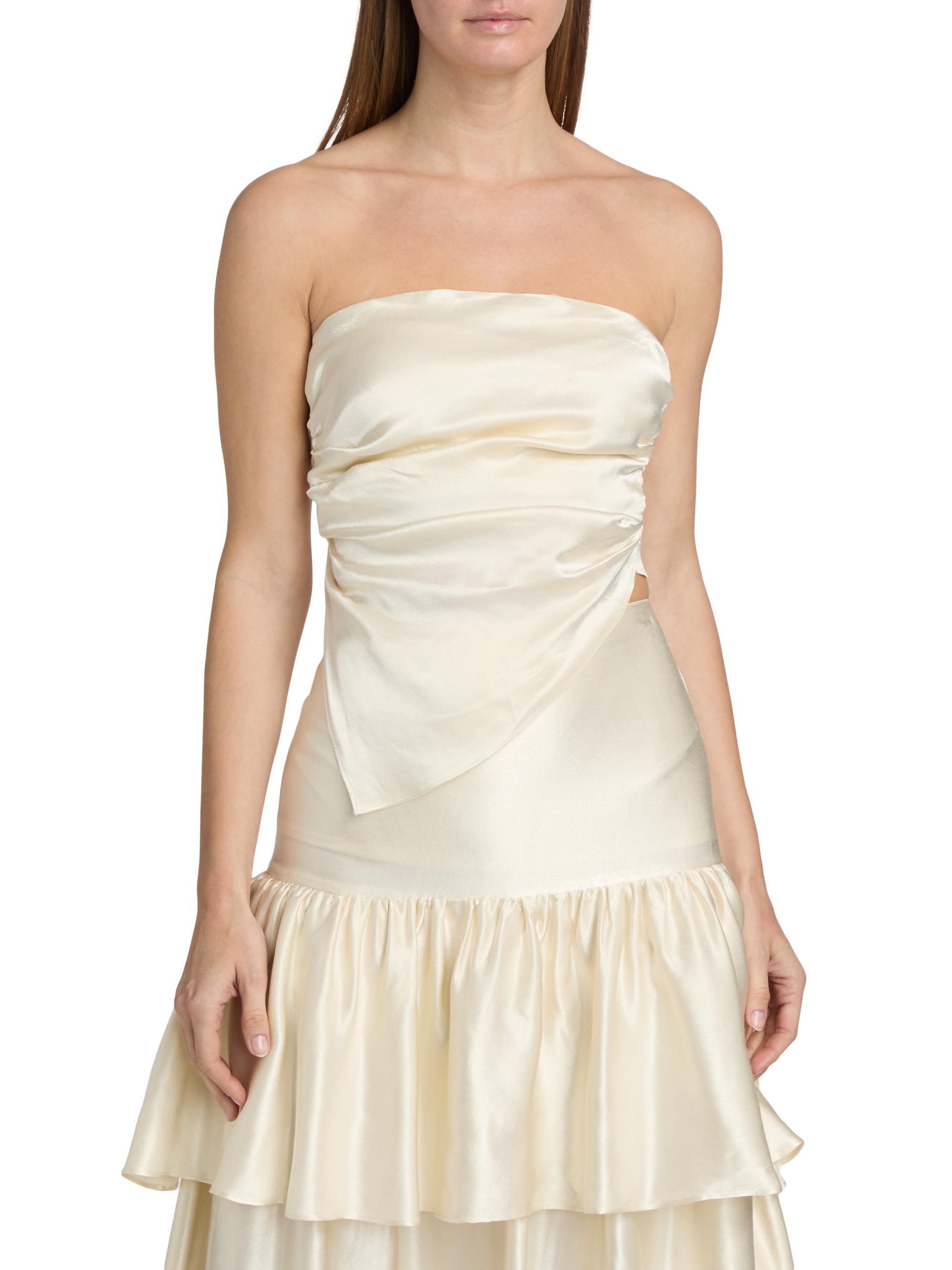 Lamarque Women's Baila Strapless Satin Scarf Top - Cream | Thumbnail 3