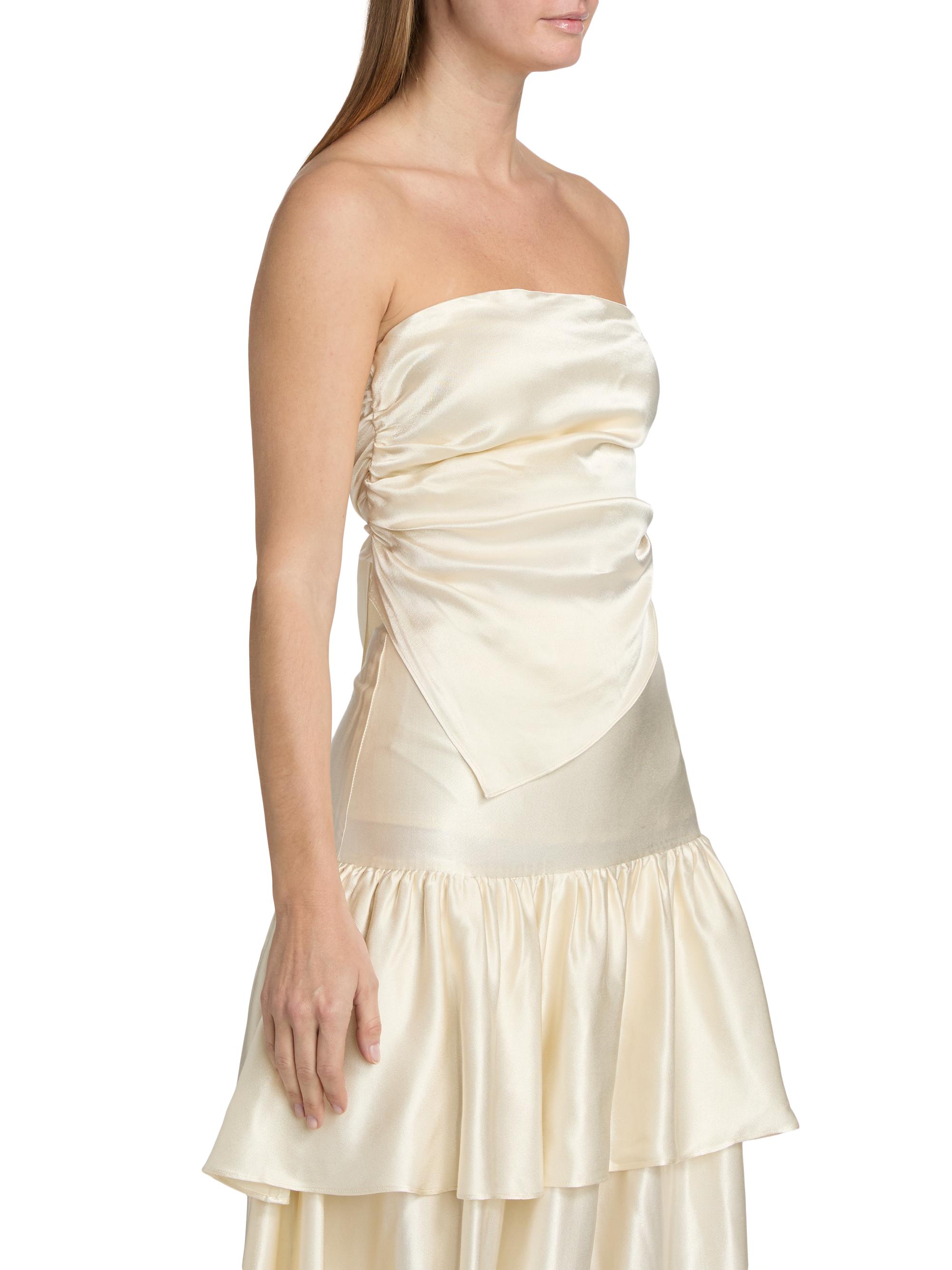 Lamarque Women's Baila Strapless Satin Scarf Top - Cream | Thumbnail 4