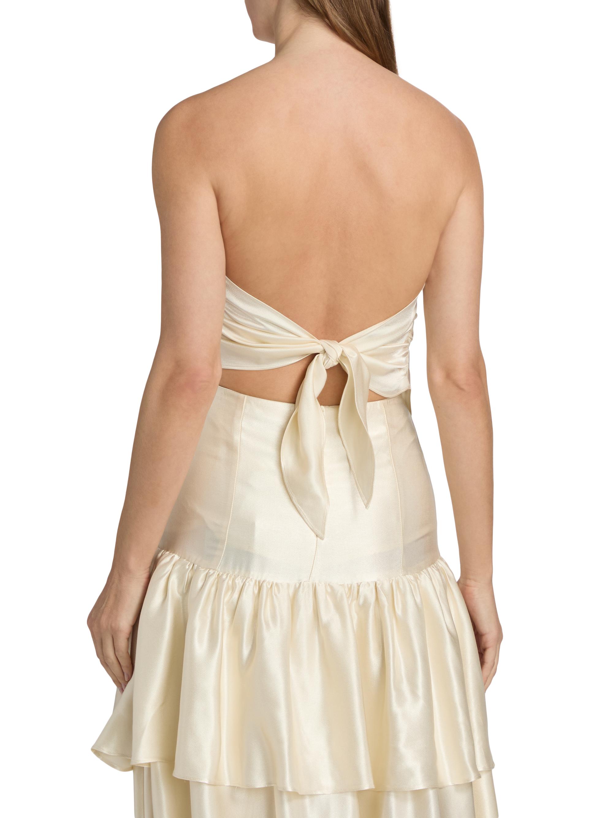 Lamarque Women's Baila Strapless Satin Scarf Top - Cream | Thumbnail 5