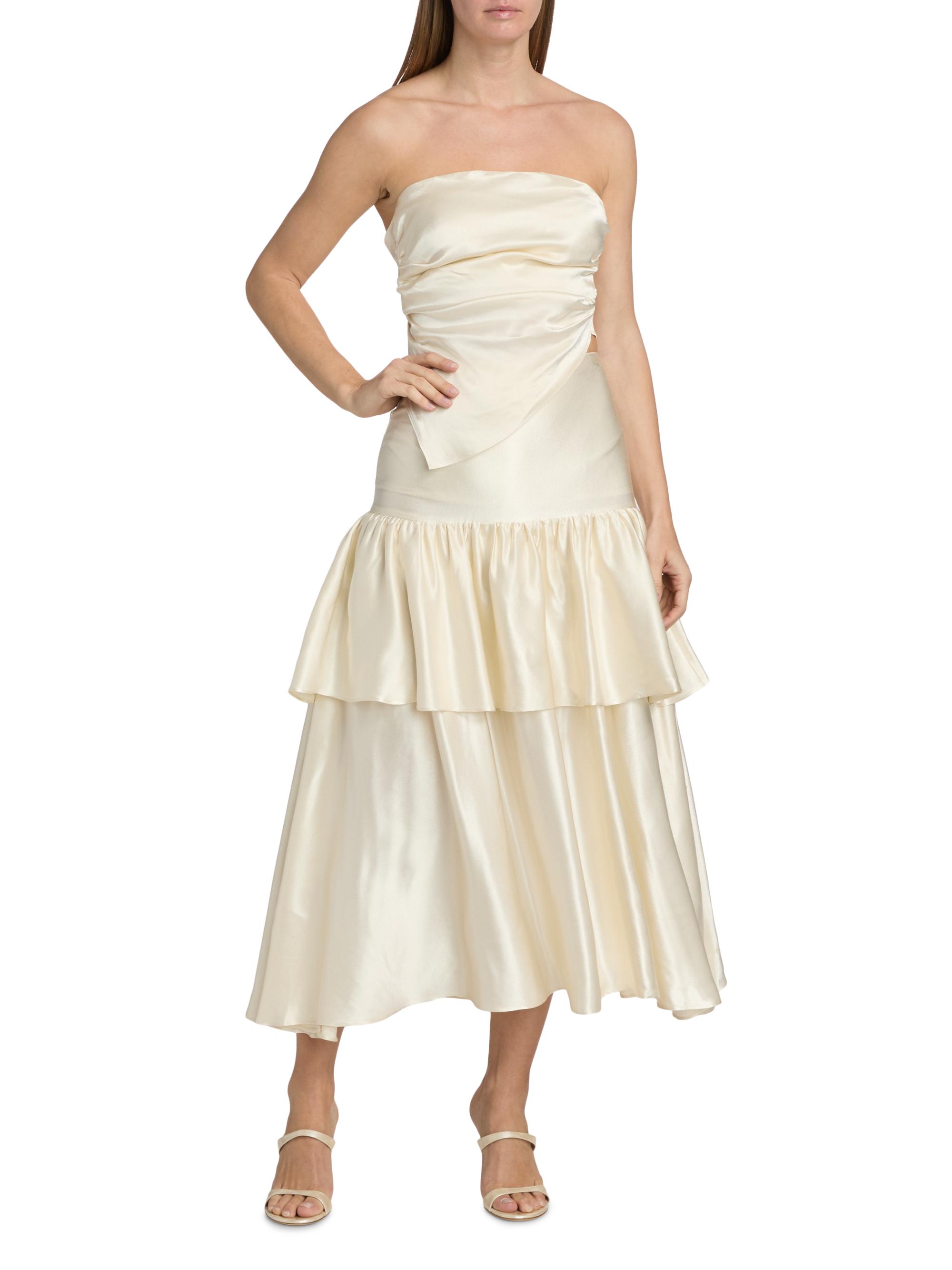 Lamarque Women's Baila Strapless Satin Scarf Top - Cream | Thumbnail 2