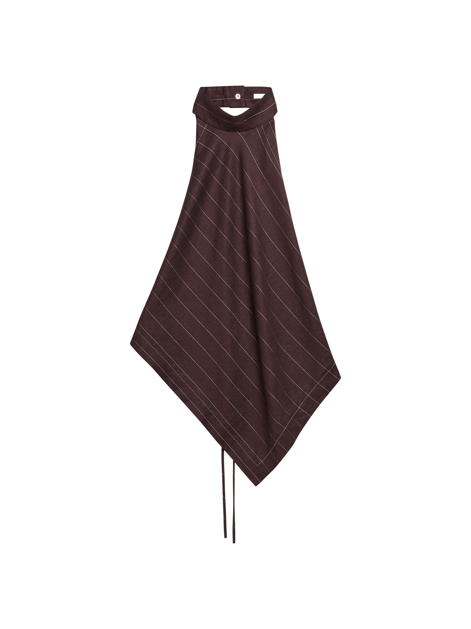 Helmut Lang Women's Pinstripe Asymmetric Linen-Blend Halter Scarf Top - Brown Multi