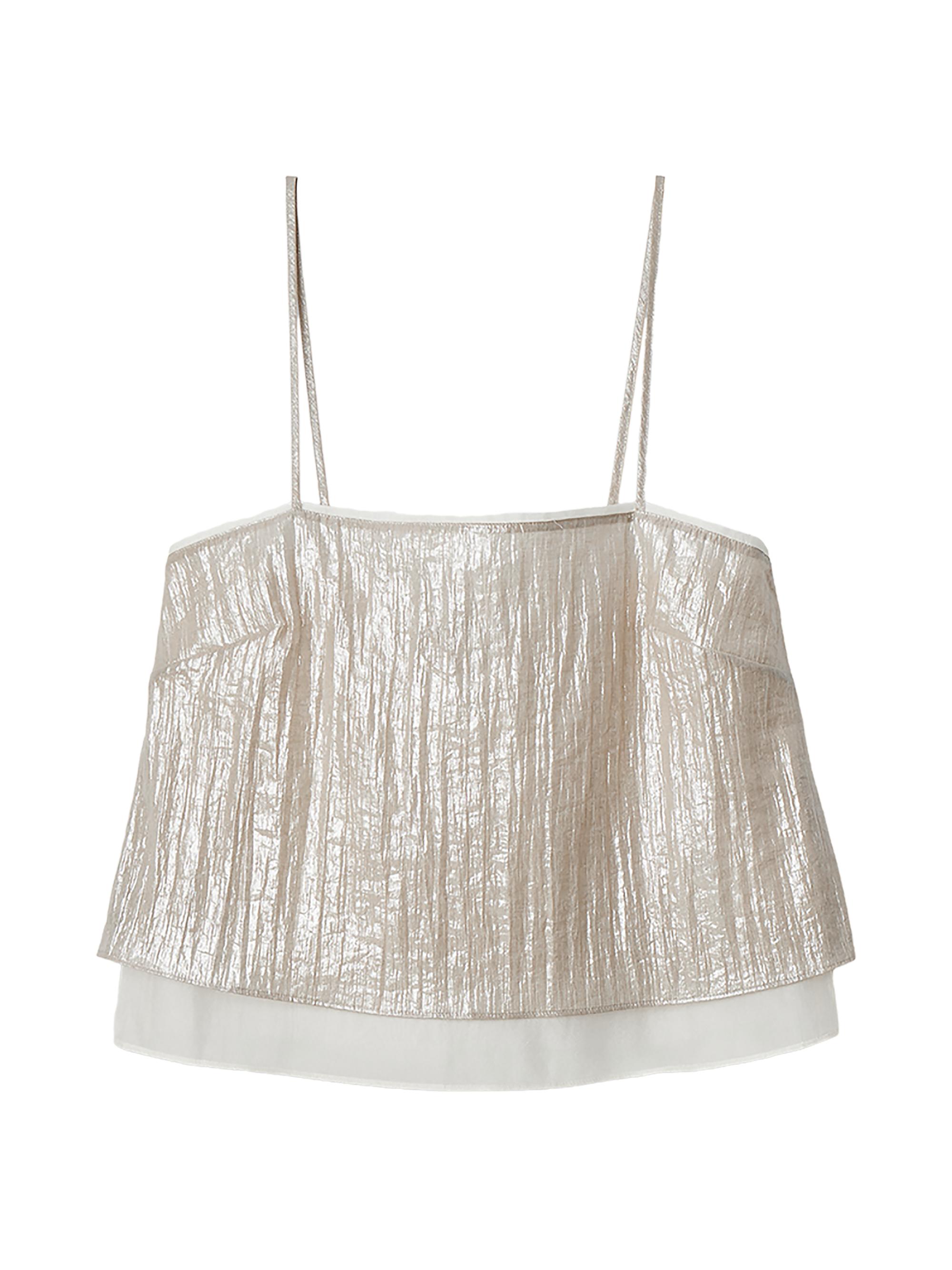 rag & bone Women's Suki Metallic Crinkled Crop Top - Beige