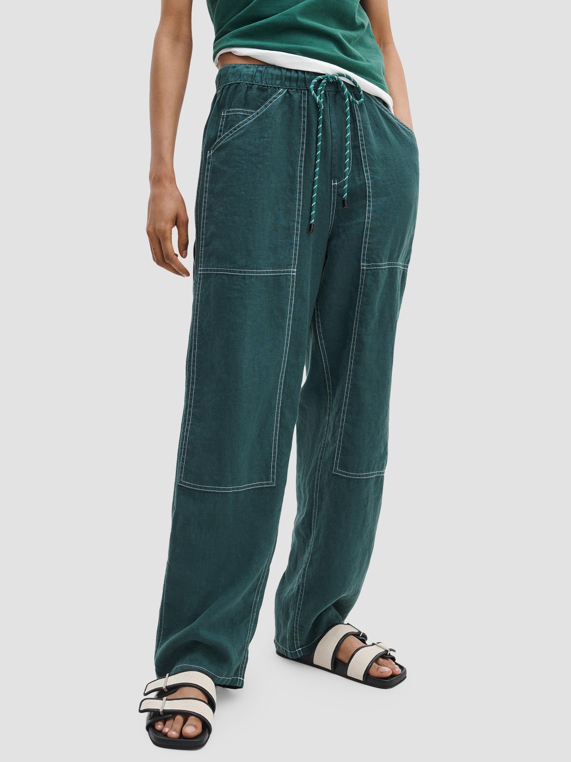 rag & bone Atlas Linen Straight-Leg Drawstring Pants | Saks Fifth