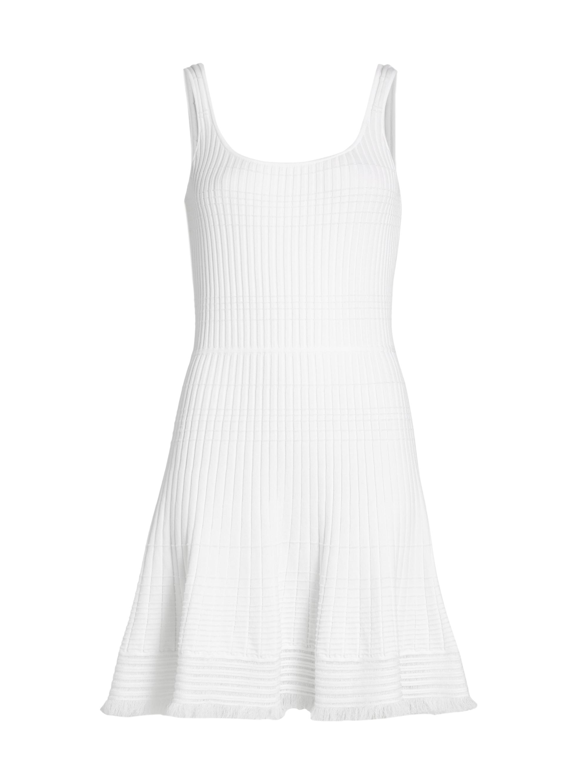 rag & bone Women's Ayan Fringe-Trim Rib-Knit Minidress - White