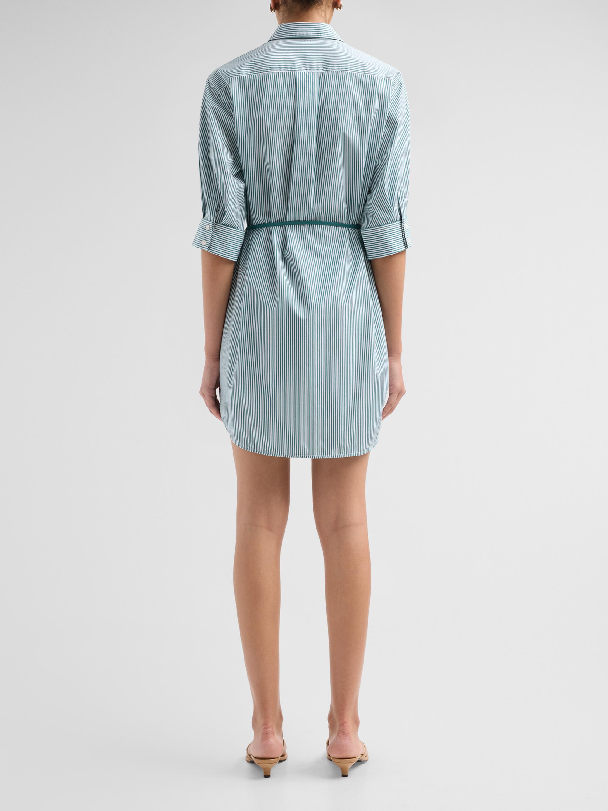 rag & bone Women's Lucia Striped Cotton Mini-Shirtdress - Teal Stripe | Thumbnail 3