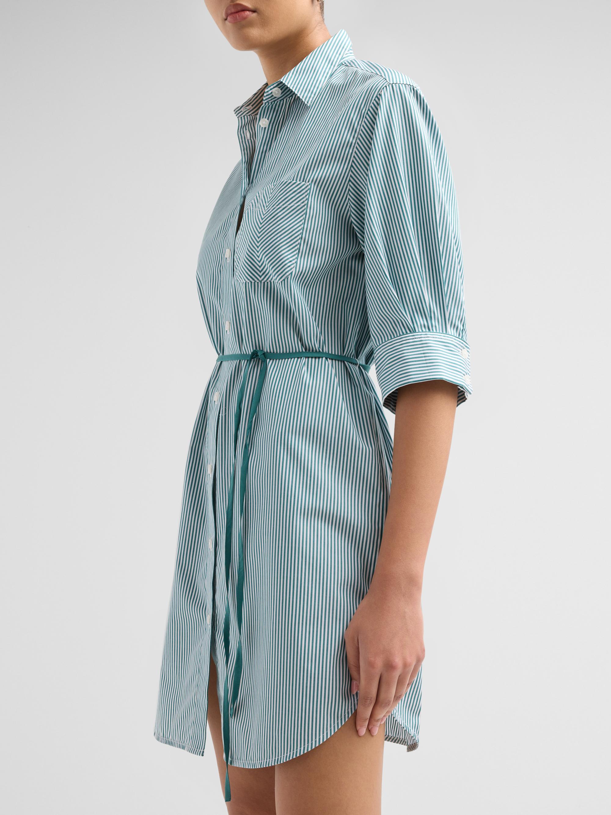 rag & bone Women's Lucia Striped Cotton Mini-Shirtdress - Teal Stripe | Thumbnail 5