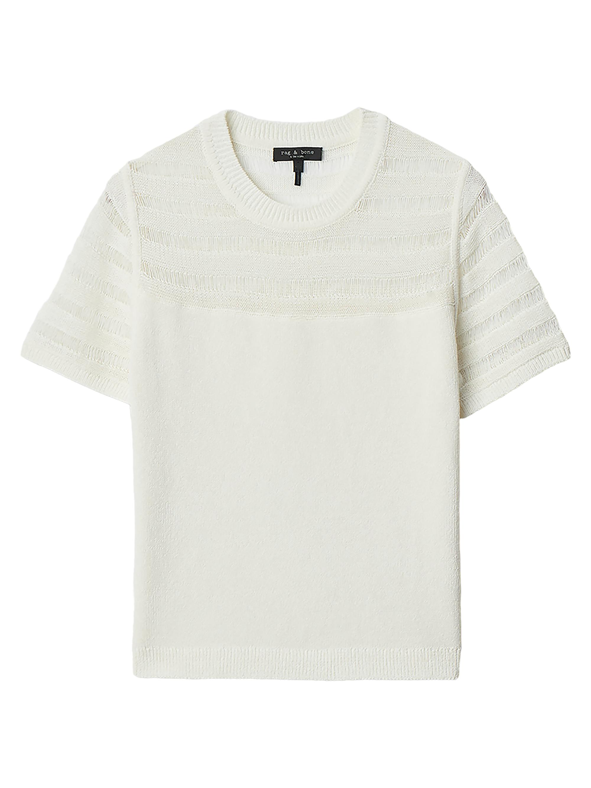 rag & bone Women's Britt Pointelle Short-Sleeve Knit Top - White | Thumbnail 5