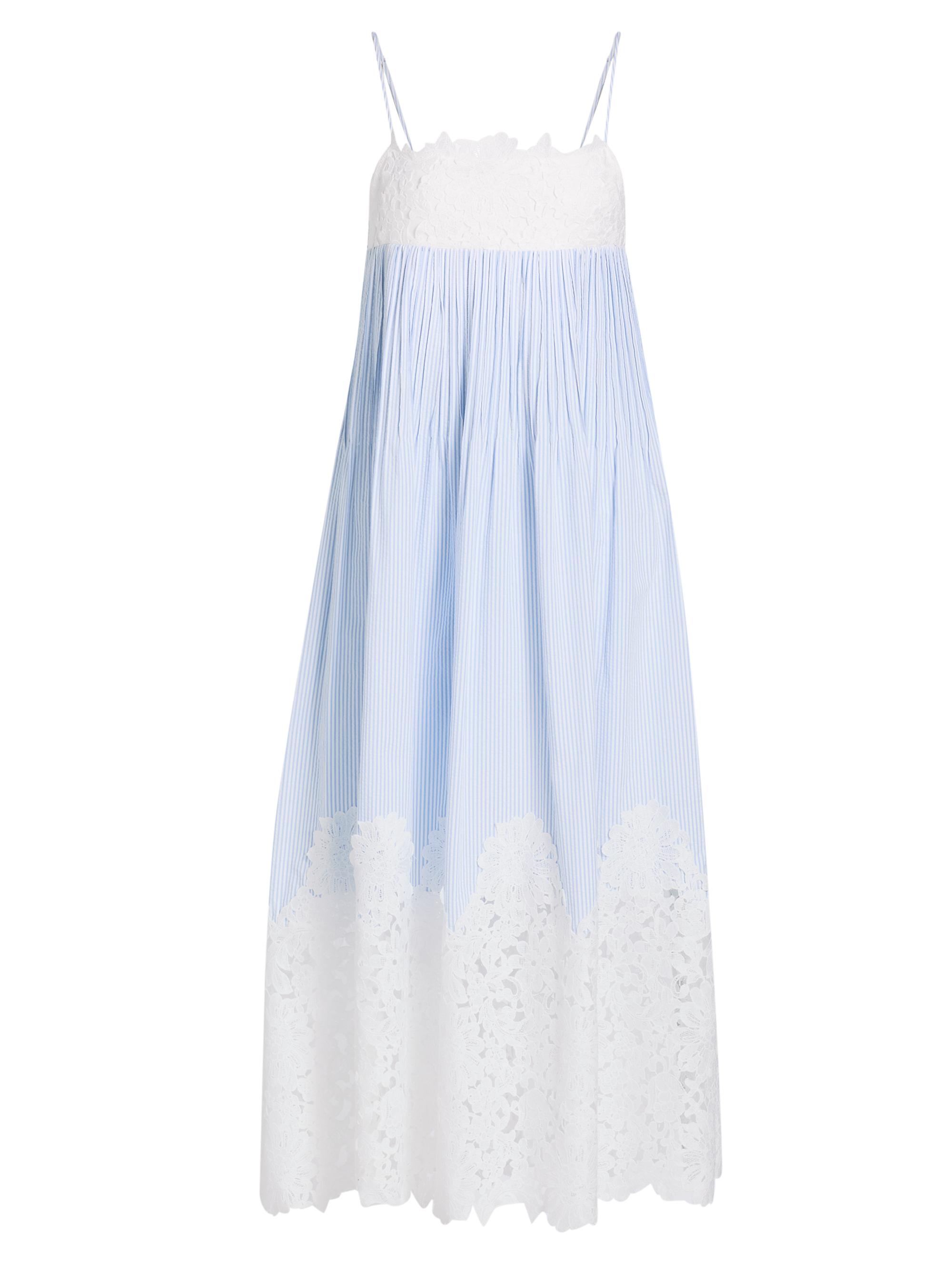 Generation Love Women's Juniper Lace-Trimmed Seersucker Midi-Dress - Light Blue White