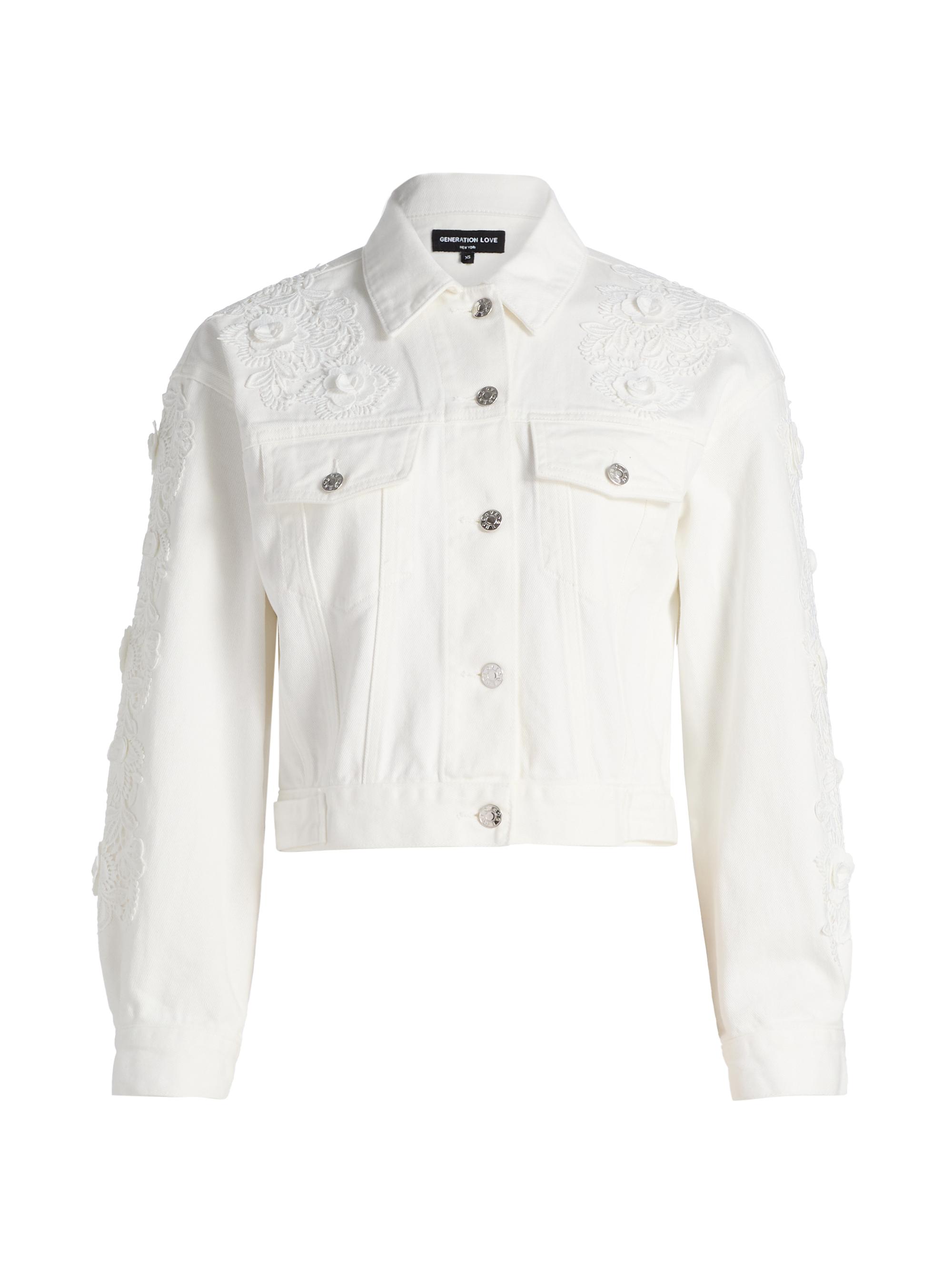 Generation Love Women's Lexia 3D Lace Combo Denim Jacket - Chalk White