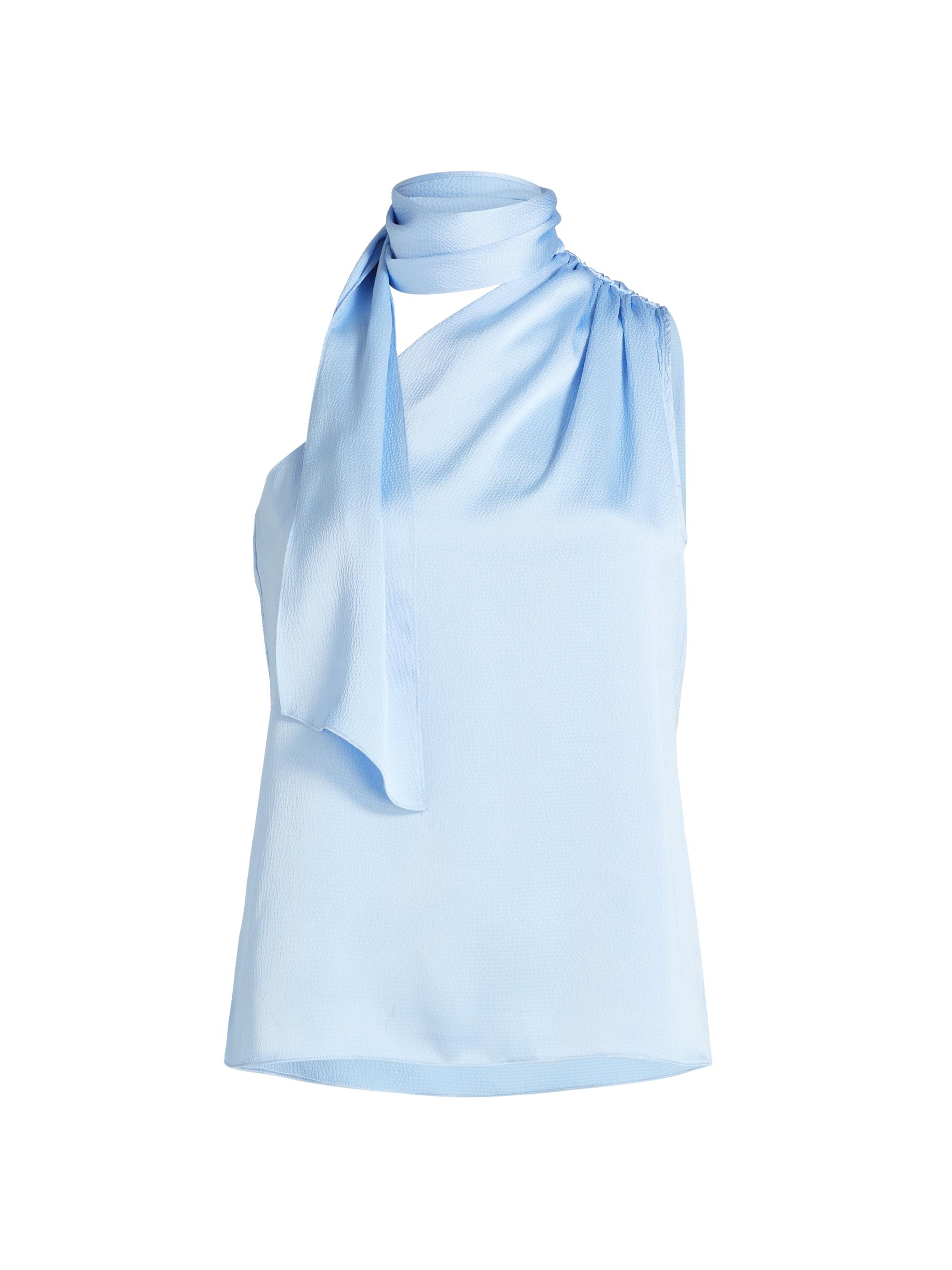 Generation Love Women's Caliope Hammered Satin Scarf Blouse - Light Blue