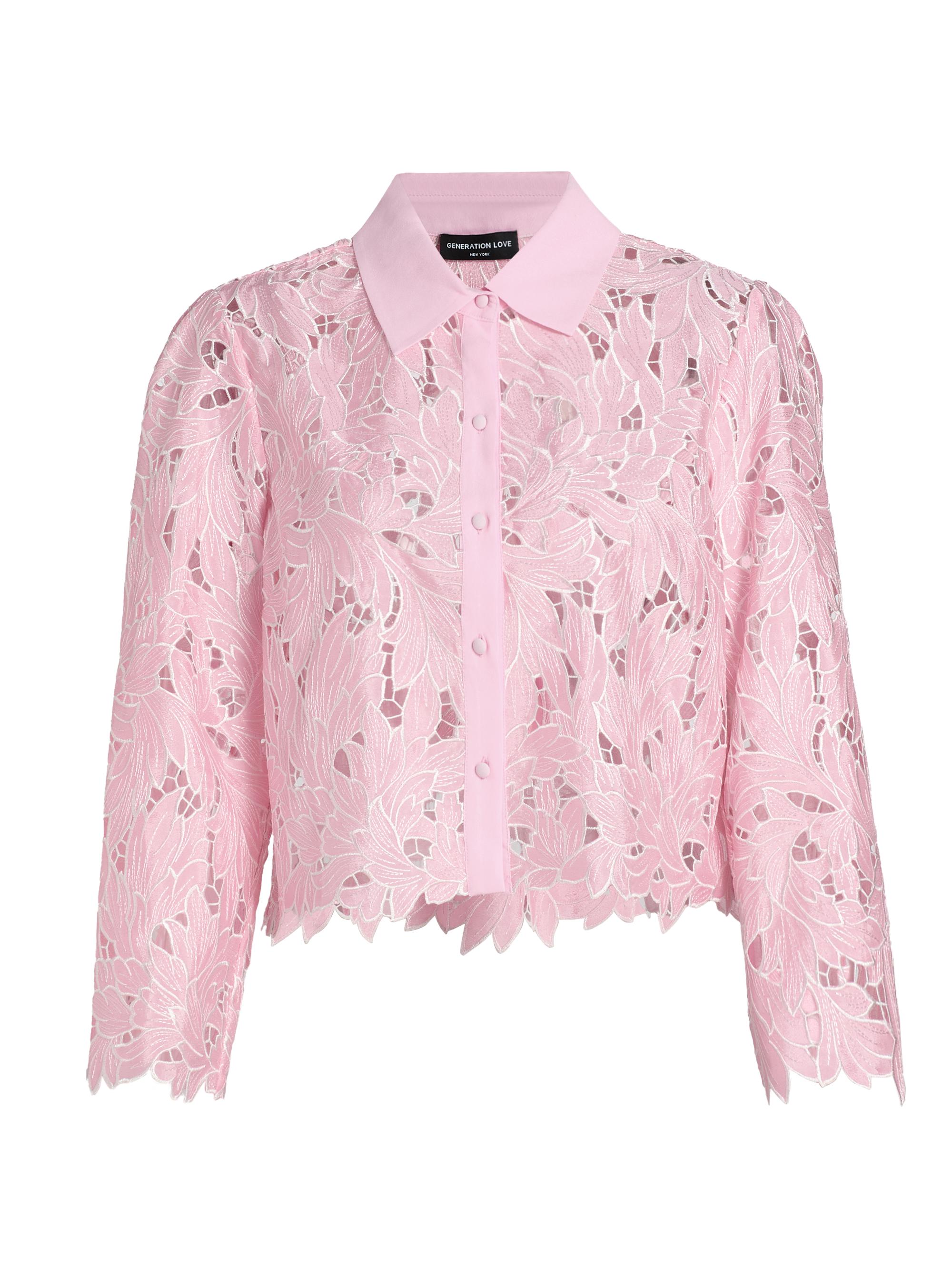 Generation Love Women's Talsie Floral Georgette Shirt - Pink White