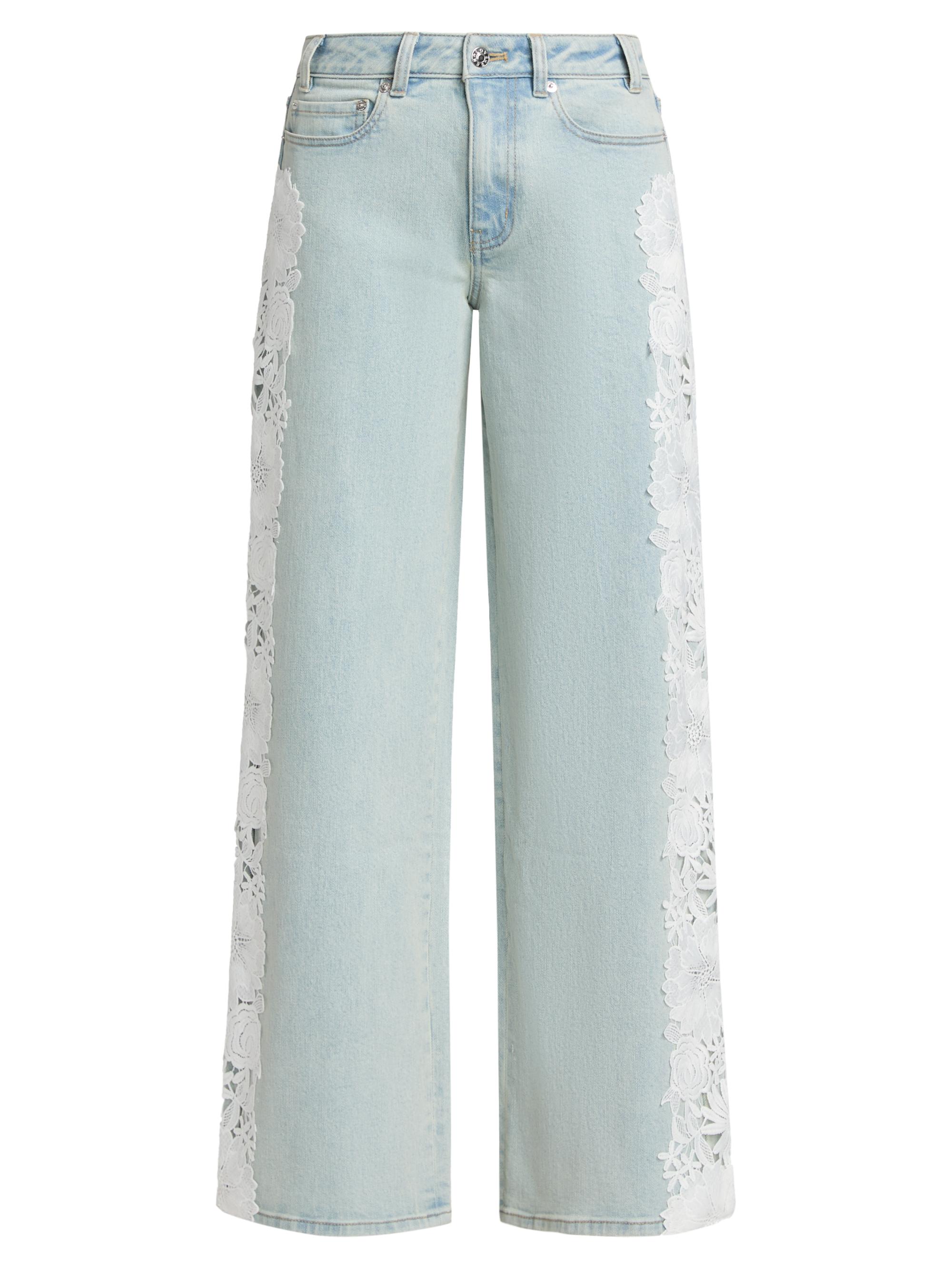 Generation Love Women's Esme Lace Applique Jeans - Ice Blue White
