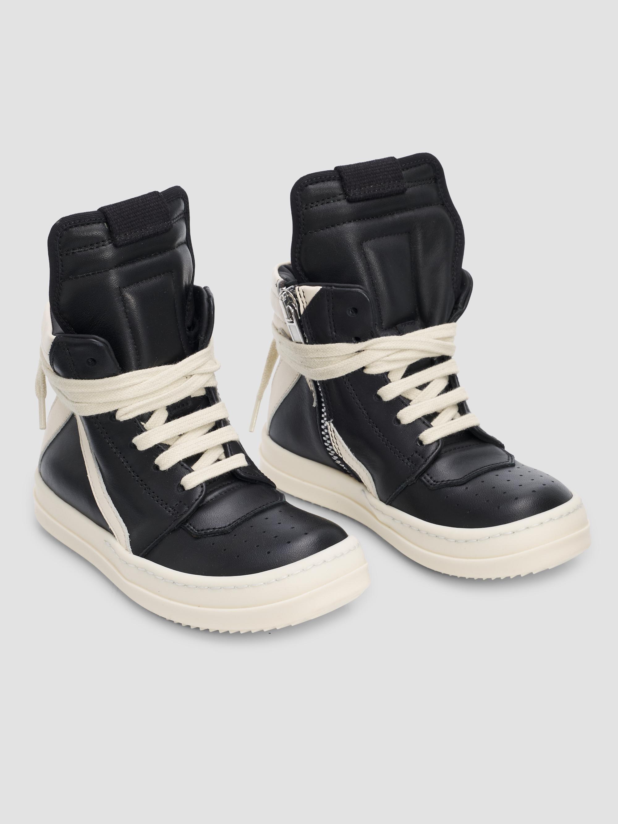 Rick Owens Little Kid's & Kid'sGeobaskets Scarpe In Pelle High-Top Sneakers - Black 3.5 (Child) | Thumbnail 4