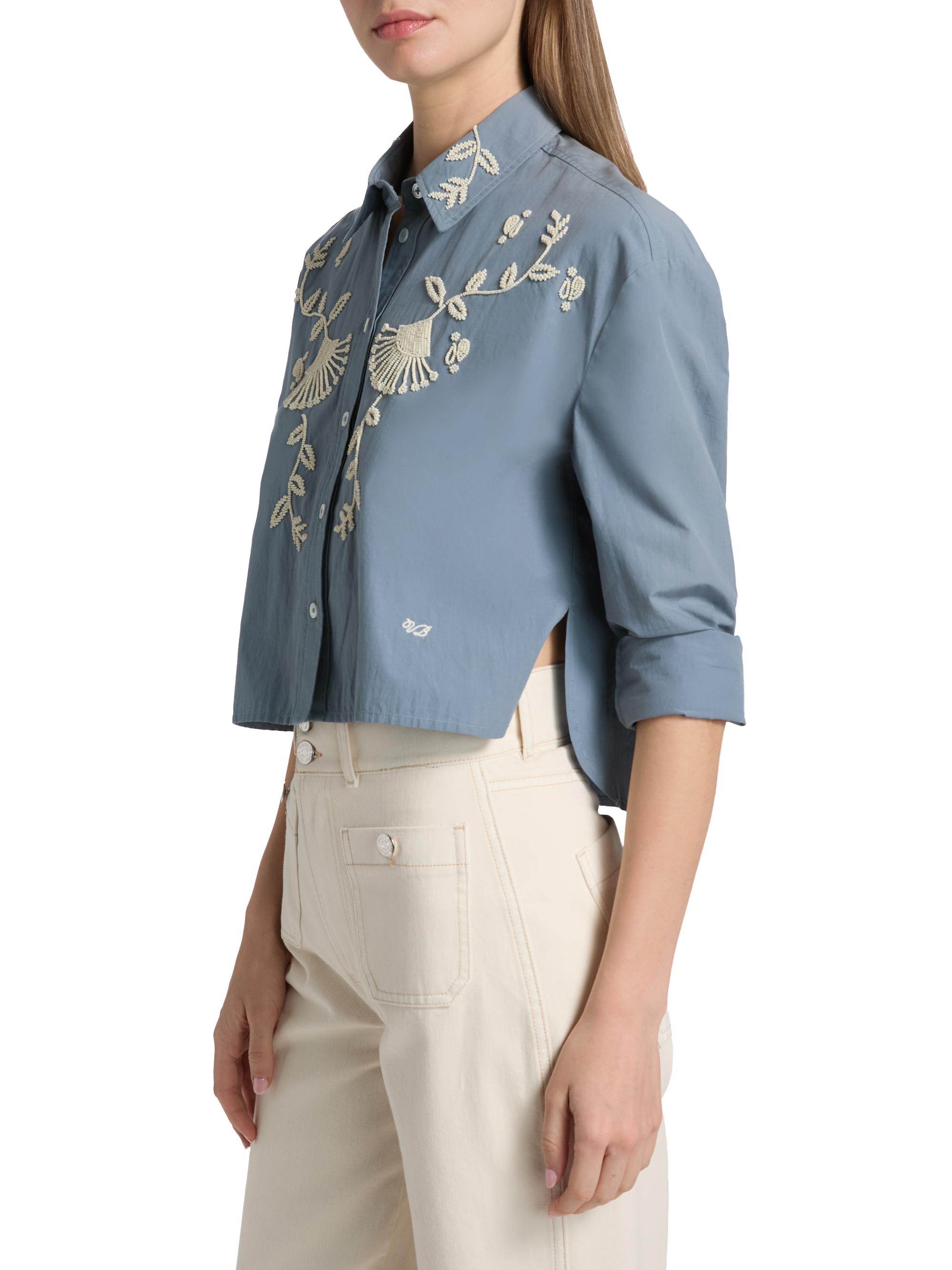 Veronica Beard Women's Aderes Cotton Embroidered Shirt - Blue Steel | Thumbnail 4