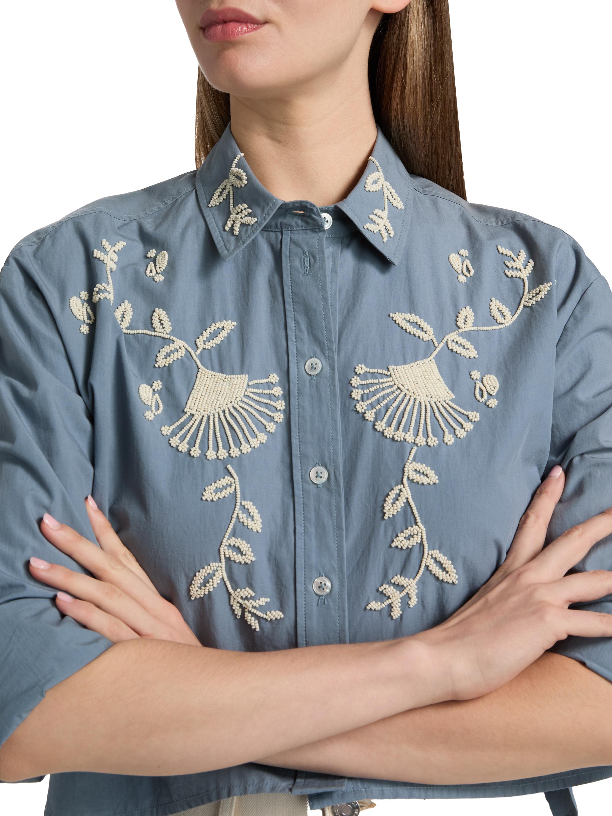 Veronica Beard Women's Aderes Cotton Embroidered Shirt - Blue Steel | Thumbnail 6