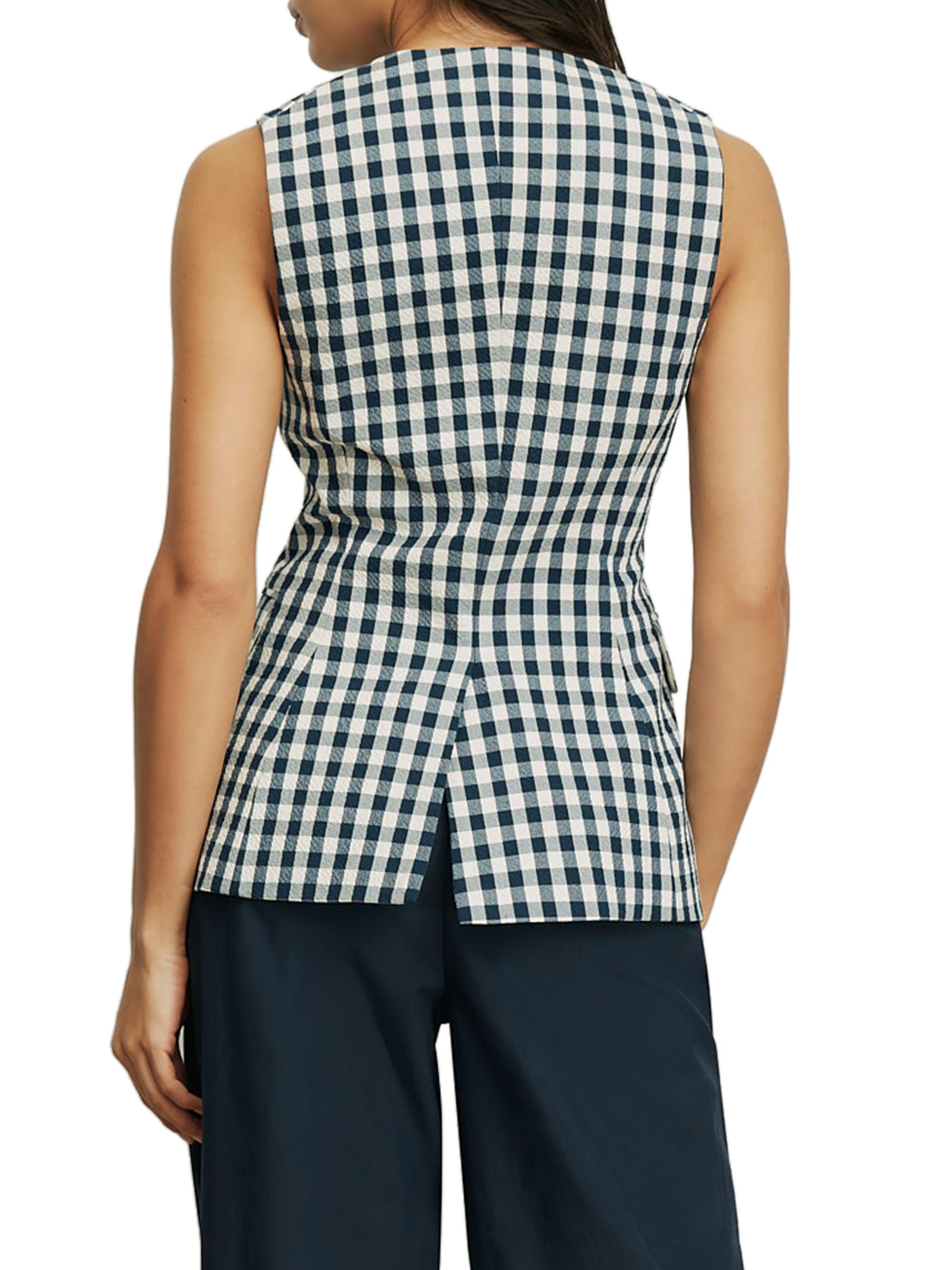 Veronica Beard Women's Lois Gingham Longline Vest - Navy Dove | Thumbnail 5