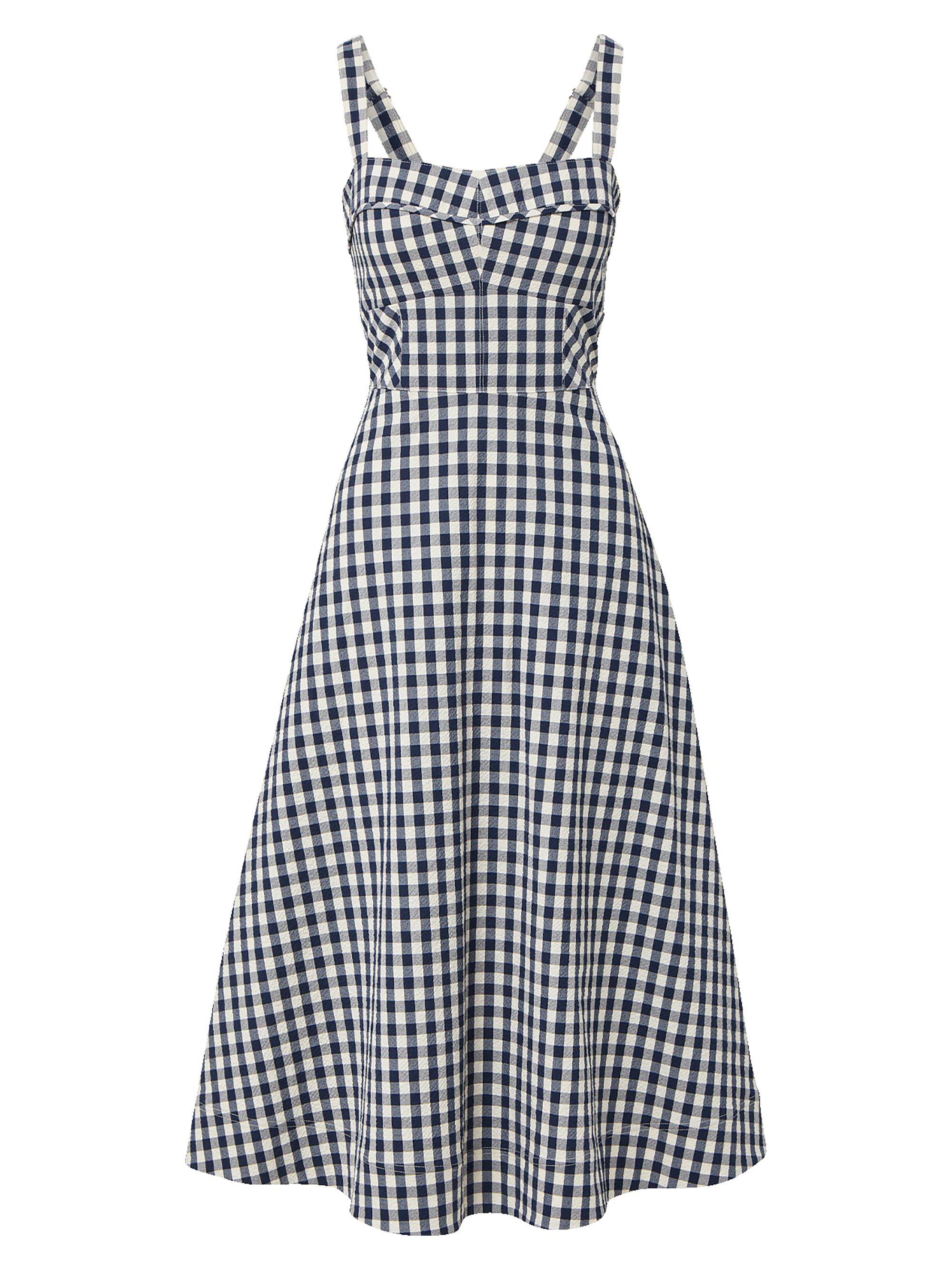 Veronica Beard Women's Aila Gingham Midi-Dress - Navy Dove