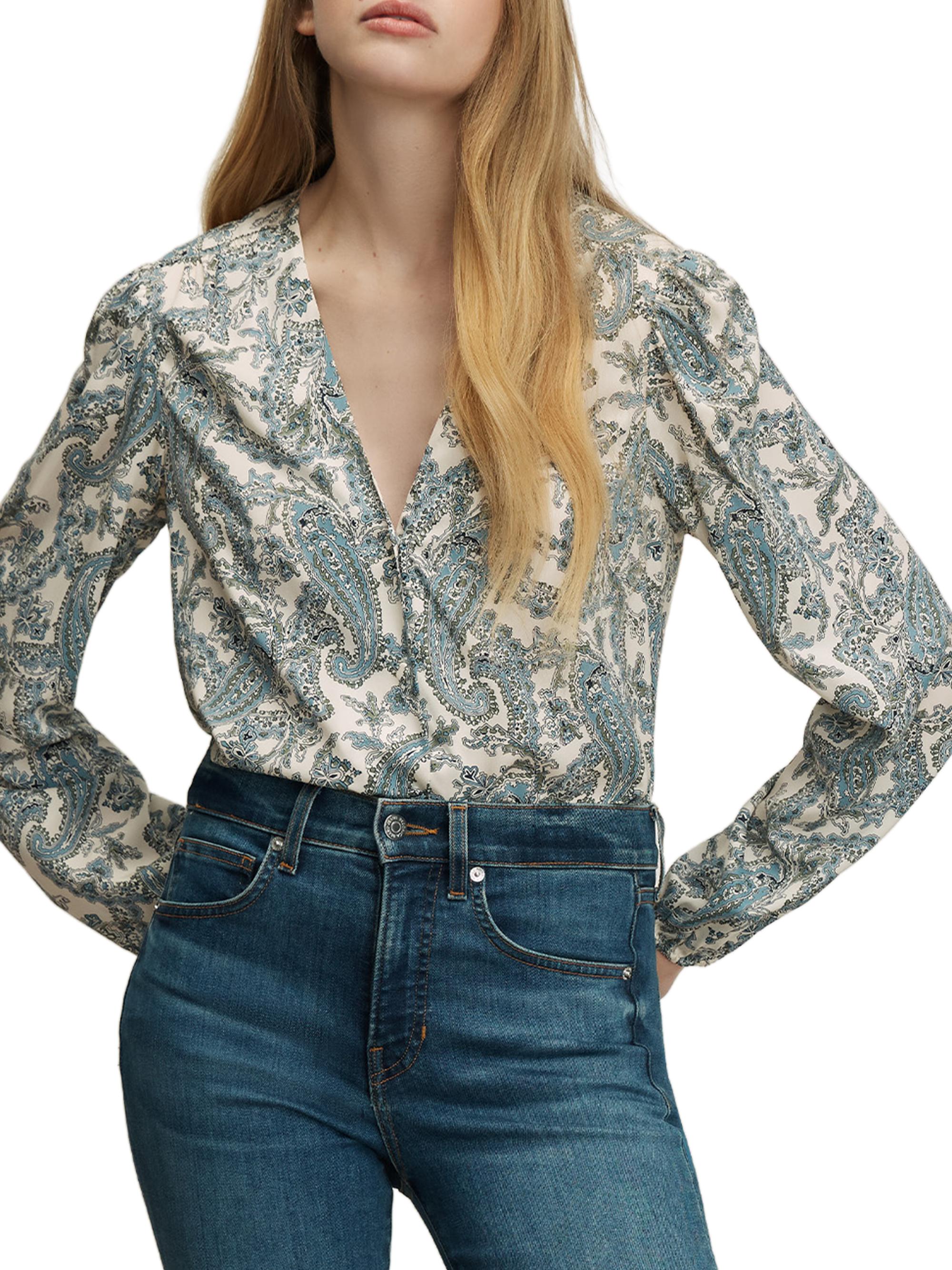Veronica Beard Women's Farah Paisley V-Neck Blouse - Ecru Multi | Thumbnail 2