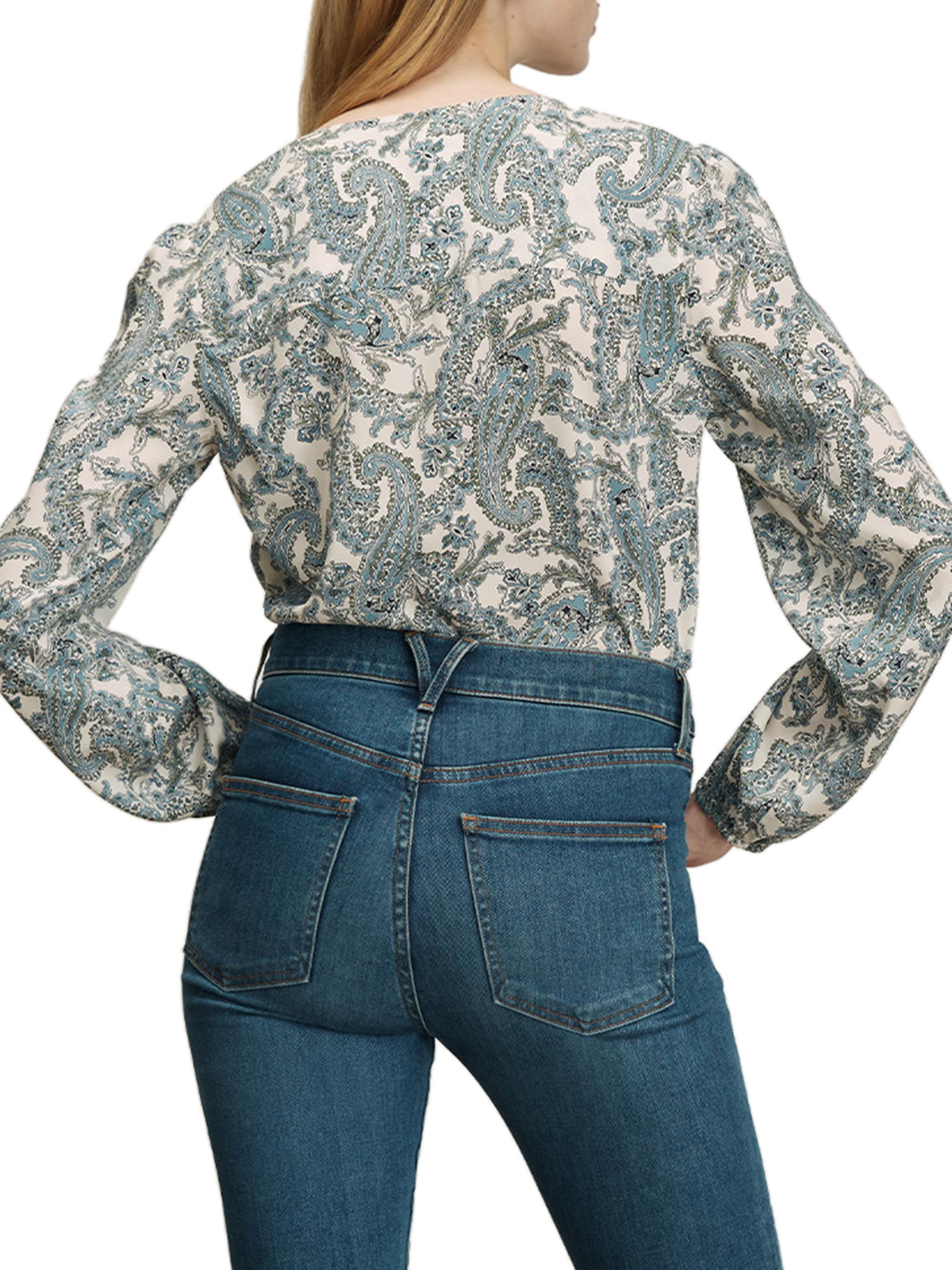 Veronica Beard Women's Farah Paisley V-Neck Blouse - Ecru Multi | Thumbnail 4