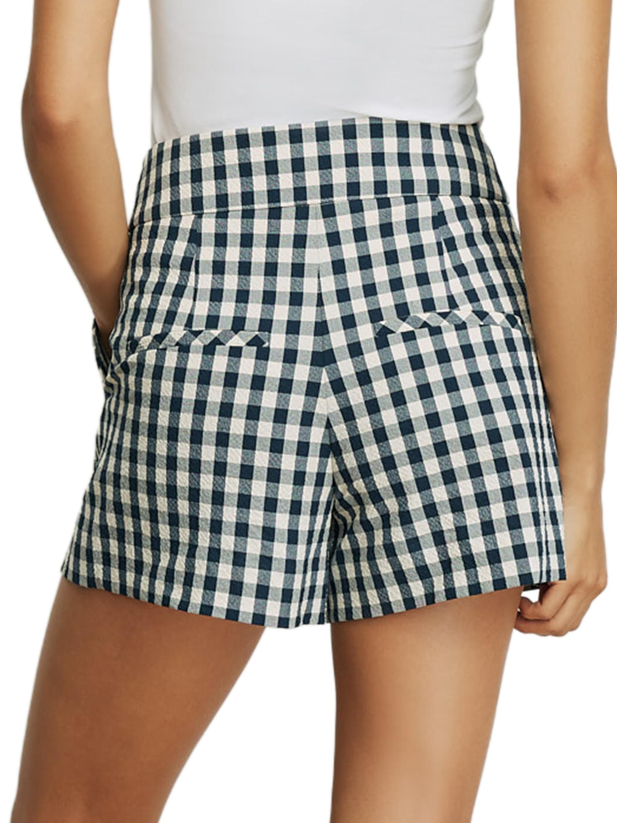 Veronica Beard Women's Haina Gingham Stretch-Cotton High-Rise Shorts - Navy Dove | Thumbnail 5
