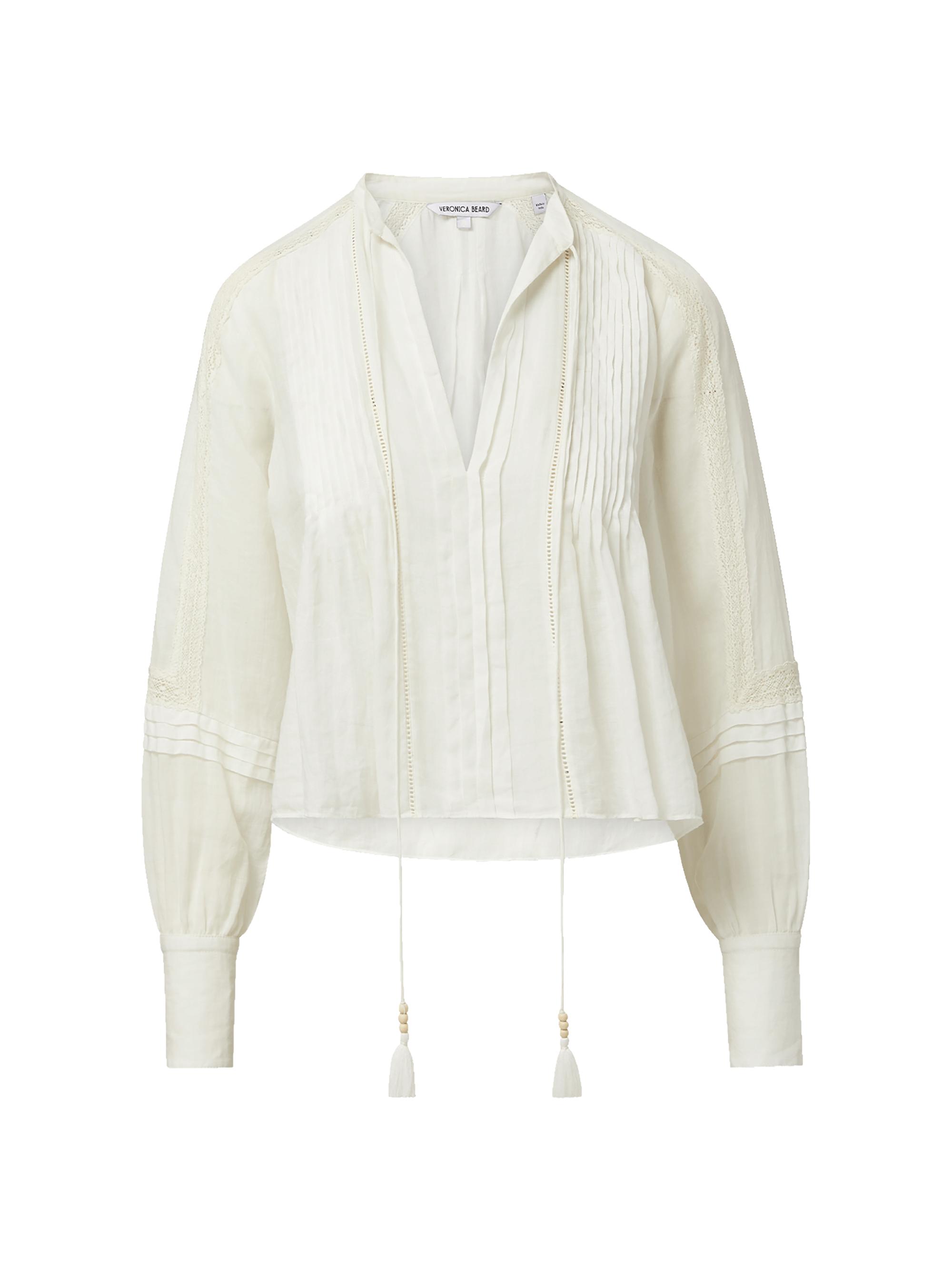 Veronica Beard Women's Sawyer Pintuck Tie-Front Blouse - White