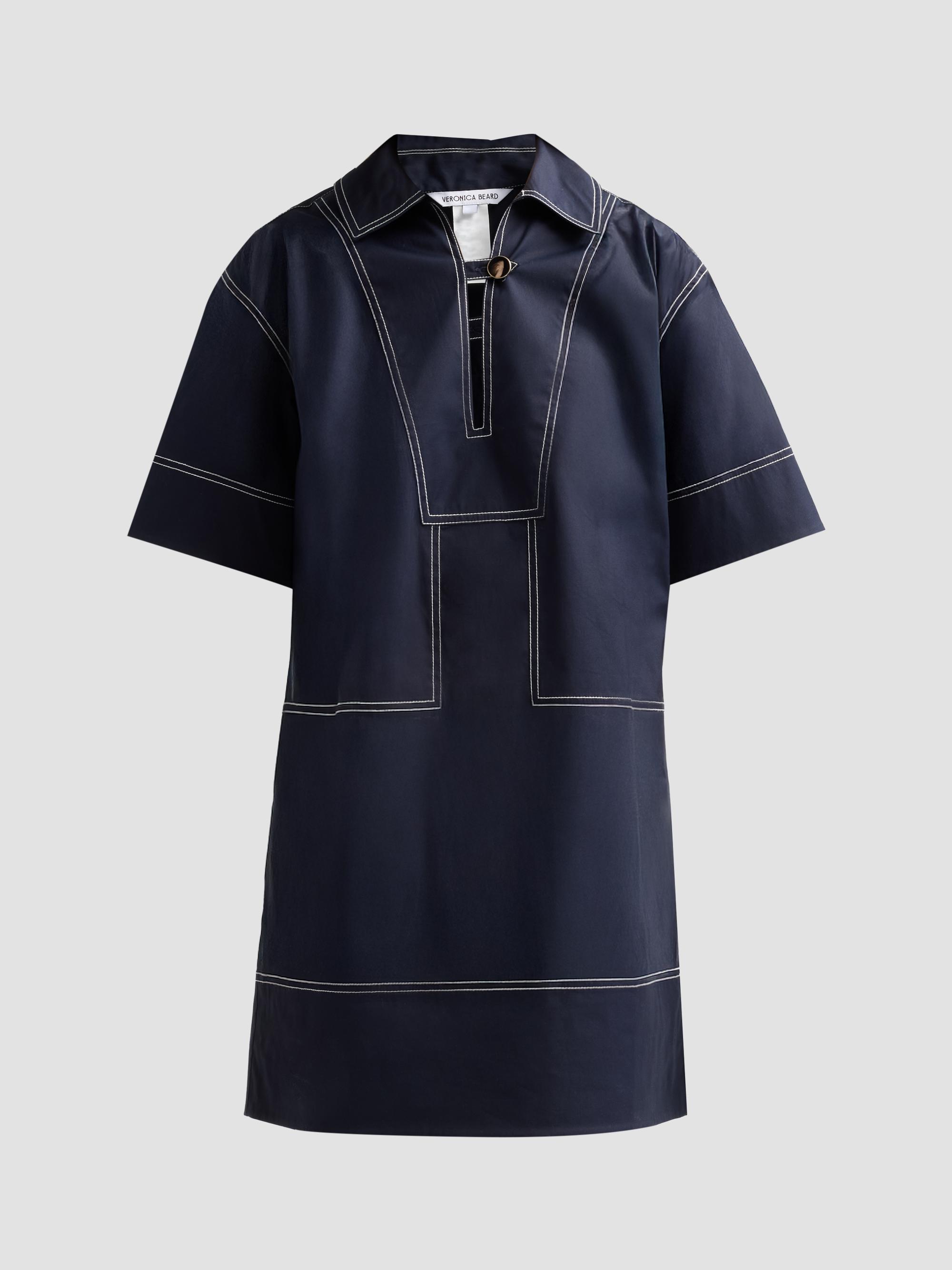 Veronica Beard Women's Phelix Stretch-Cotton Shift Mini Dress - Navy | Thumbnail 6