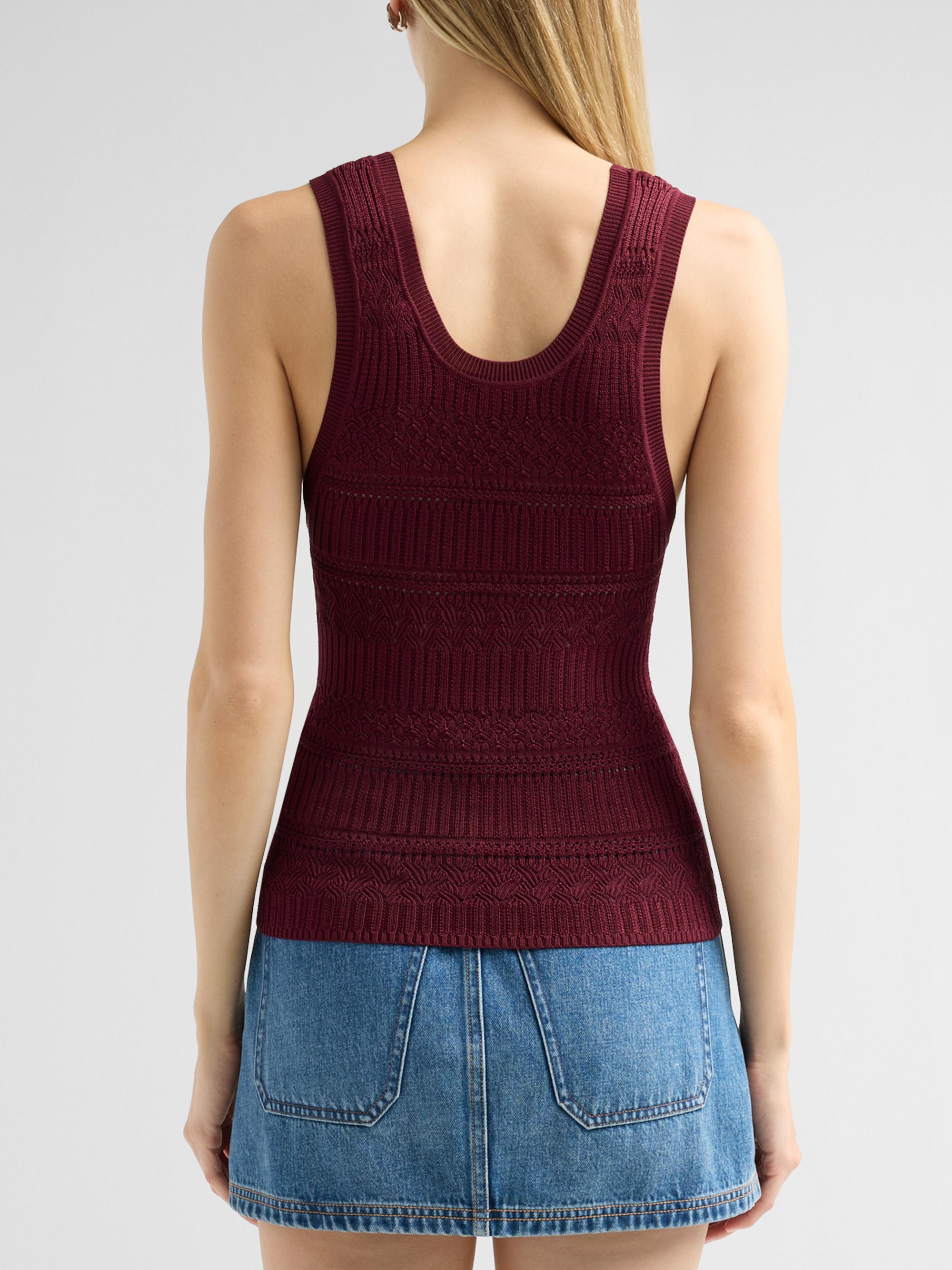 Veronica Beard Women's Sandra Mixed Knit Tank - Raisin | Thumbnail 3