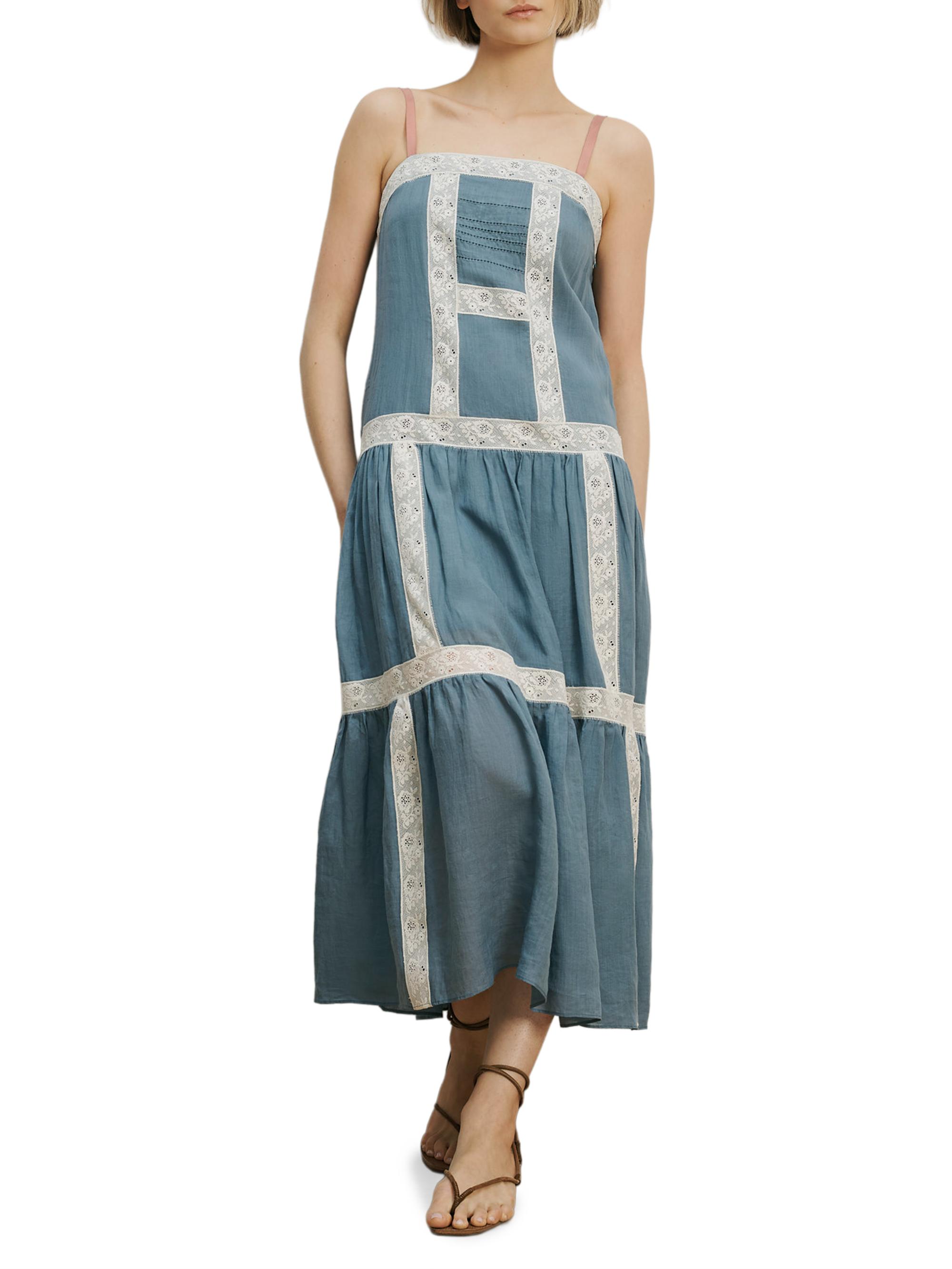 Veronica Beard Women's Mazarine Tiered Midi-Dress - Blue Steel | Thumbnail 2