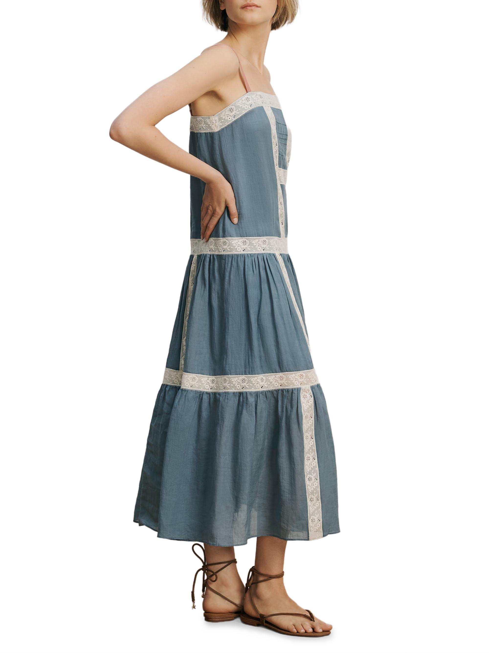 Veronica Beard Women's Mazarine Tiered Midi-Dress - Blue Steel | Thumbnail 3