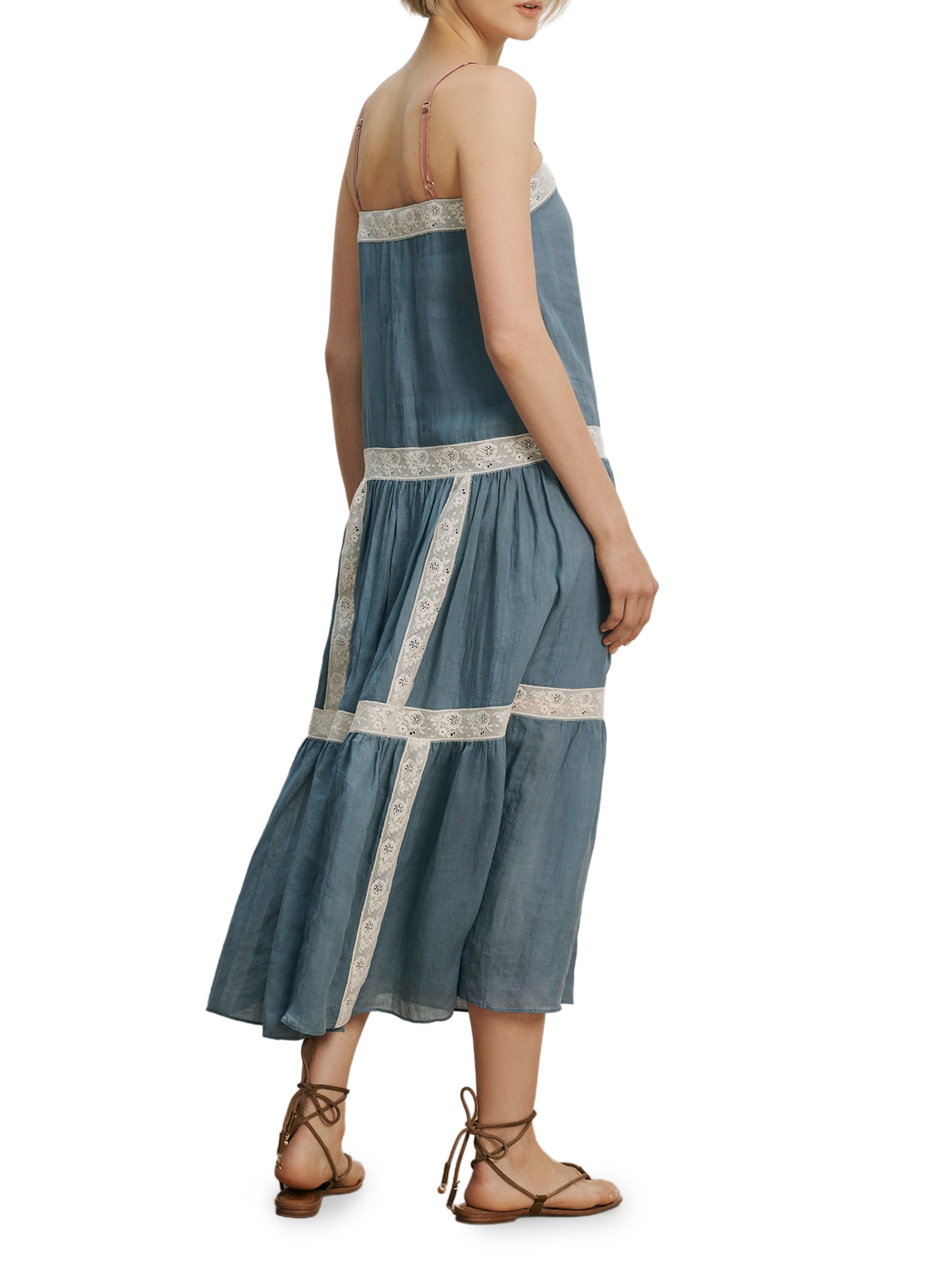 Veronica Beard Women's Mazarine Tiered Midi-Dress - Blue Steel | Thumbnail 4
