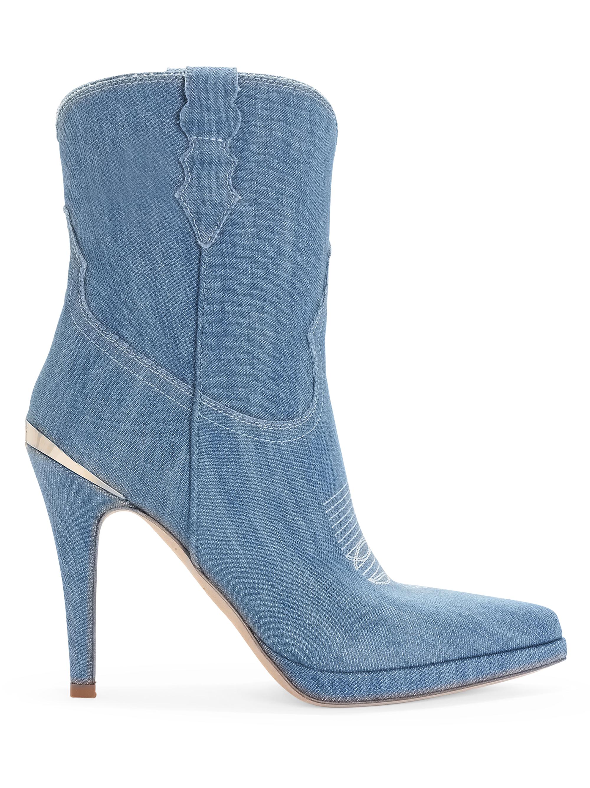 Partlow Women's Camila Denim 95MM Embroidered Booties - Denim