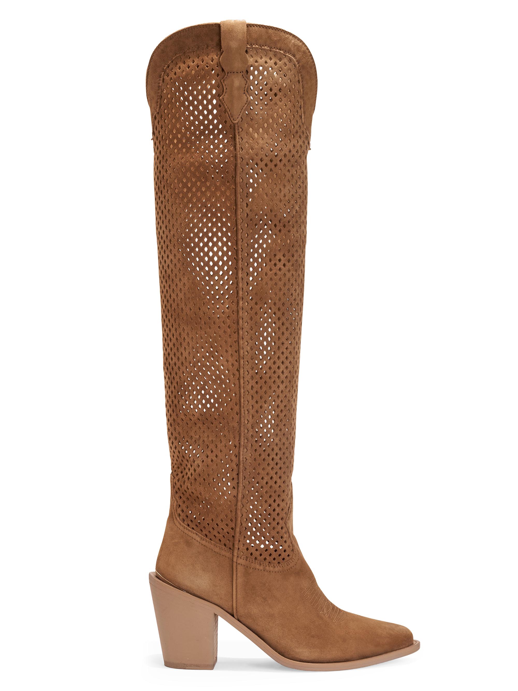 Partlow Women's Aleene Perforated Suede Cowboy Boots - Cest