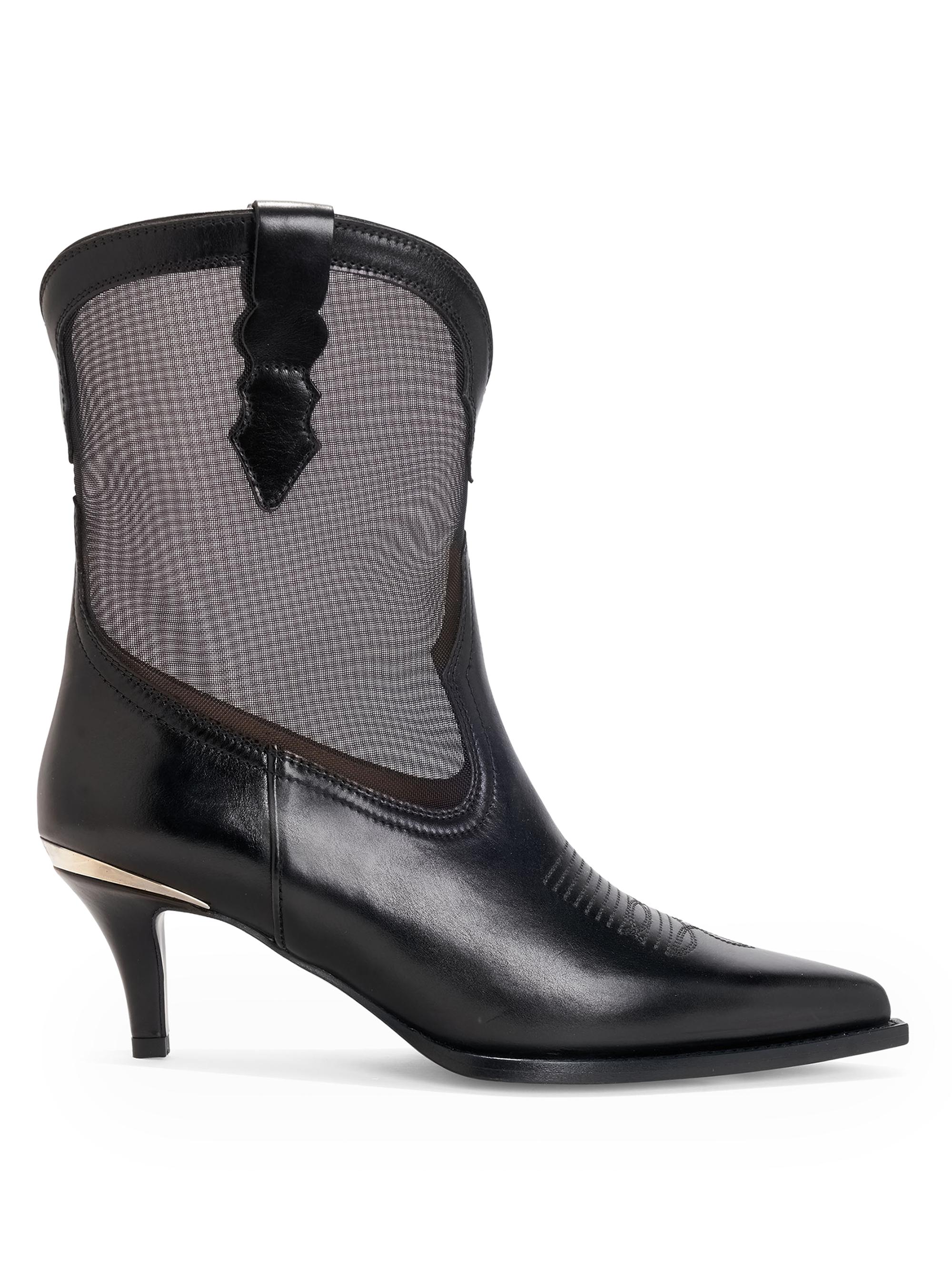 Partlow Women's Rylie 60MM Leather & Mesh Boots - Nero
