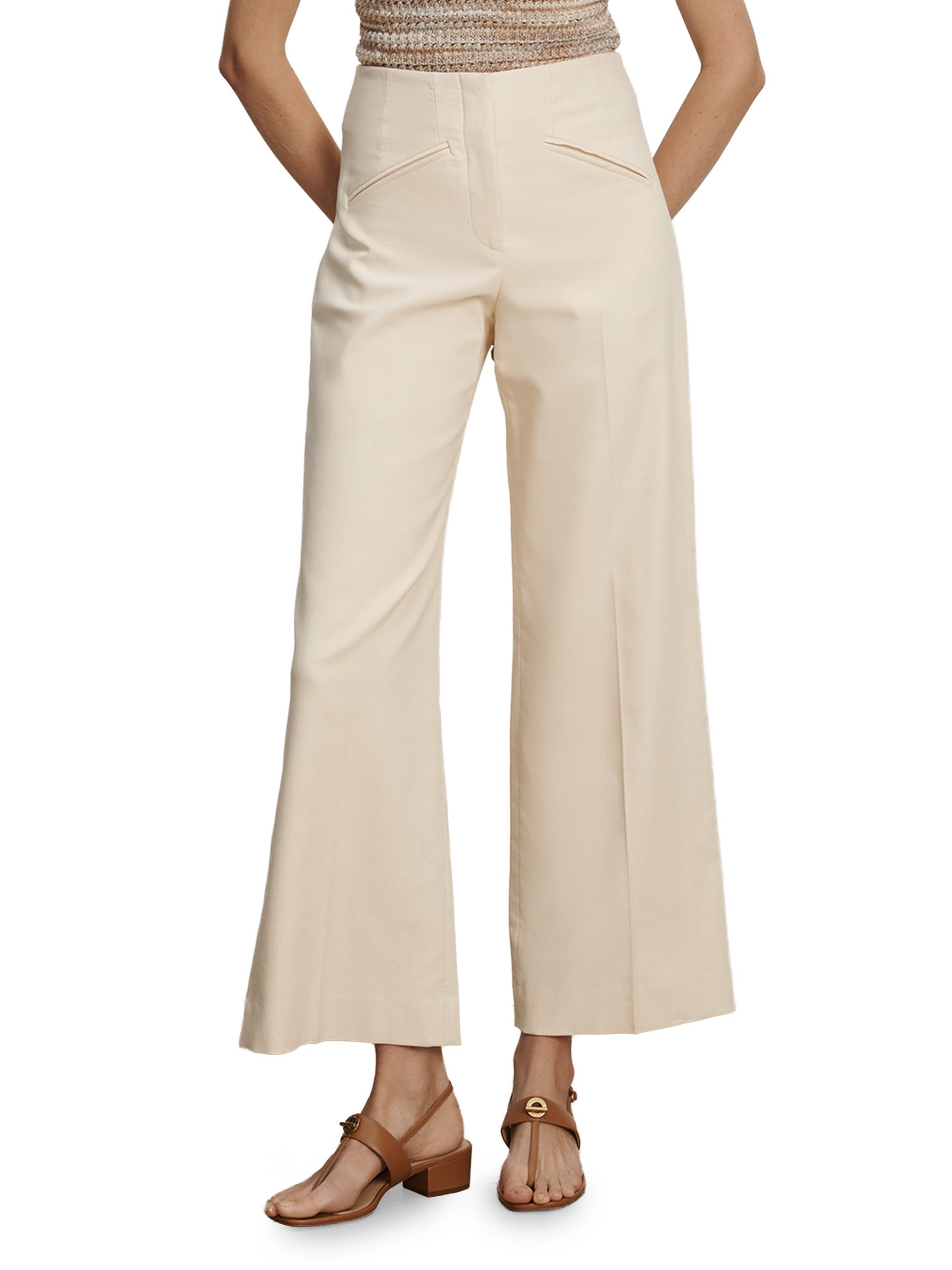 Veronica Beard Women's Cassidee Cotton-Blend Wide-Leg Pants - Ecru | Thumbnail 3